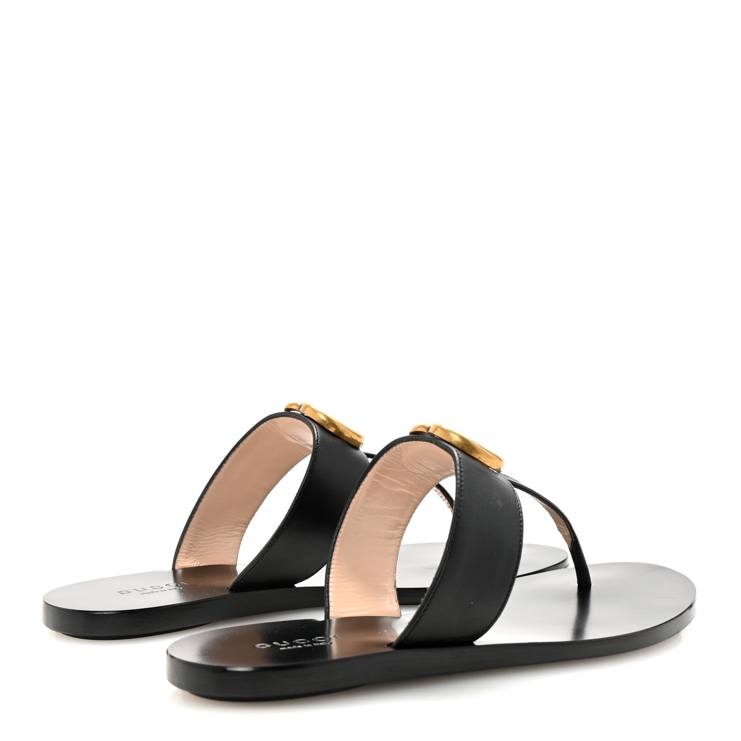 Calfskin GG Marmont Thong Sandals 35 Black