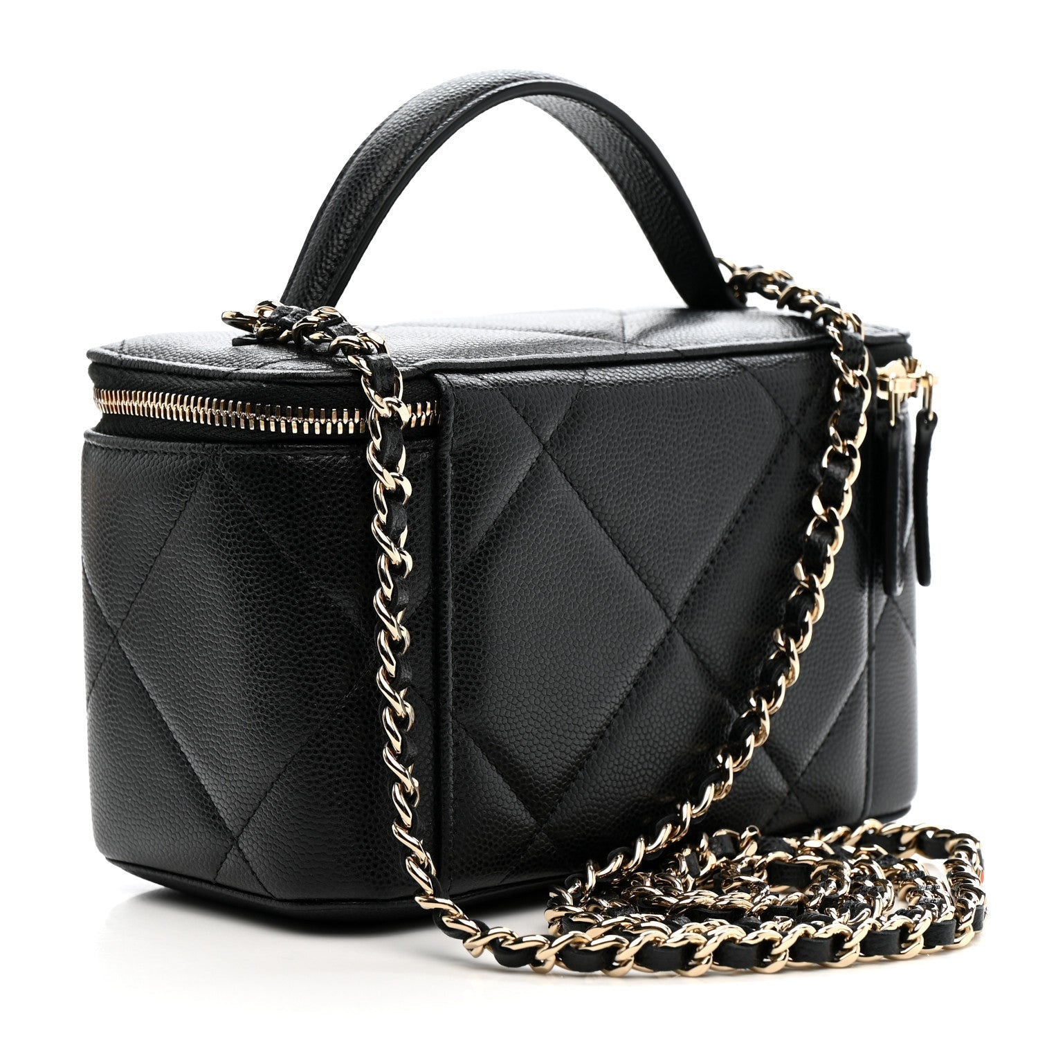 Caviar Quilted Top Handle Long Vanity Black