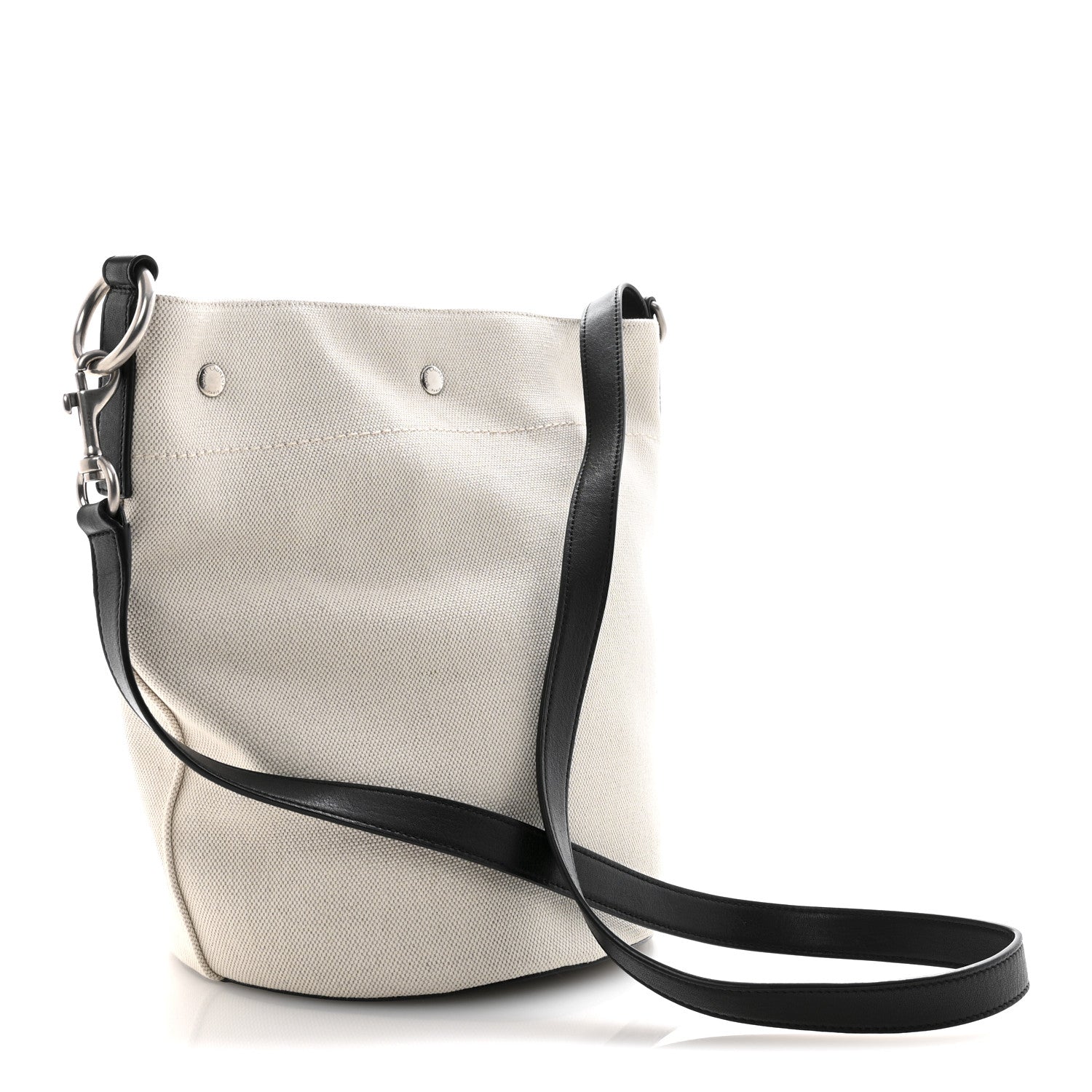 Linen Calfskin Rive Gauche Bucket Bag Greggio Natural