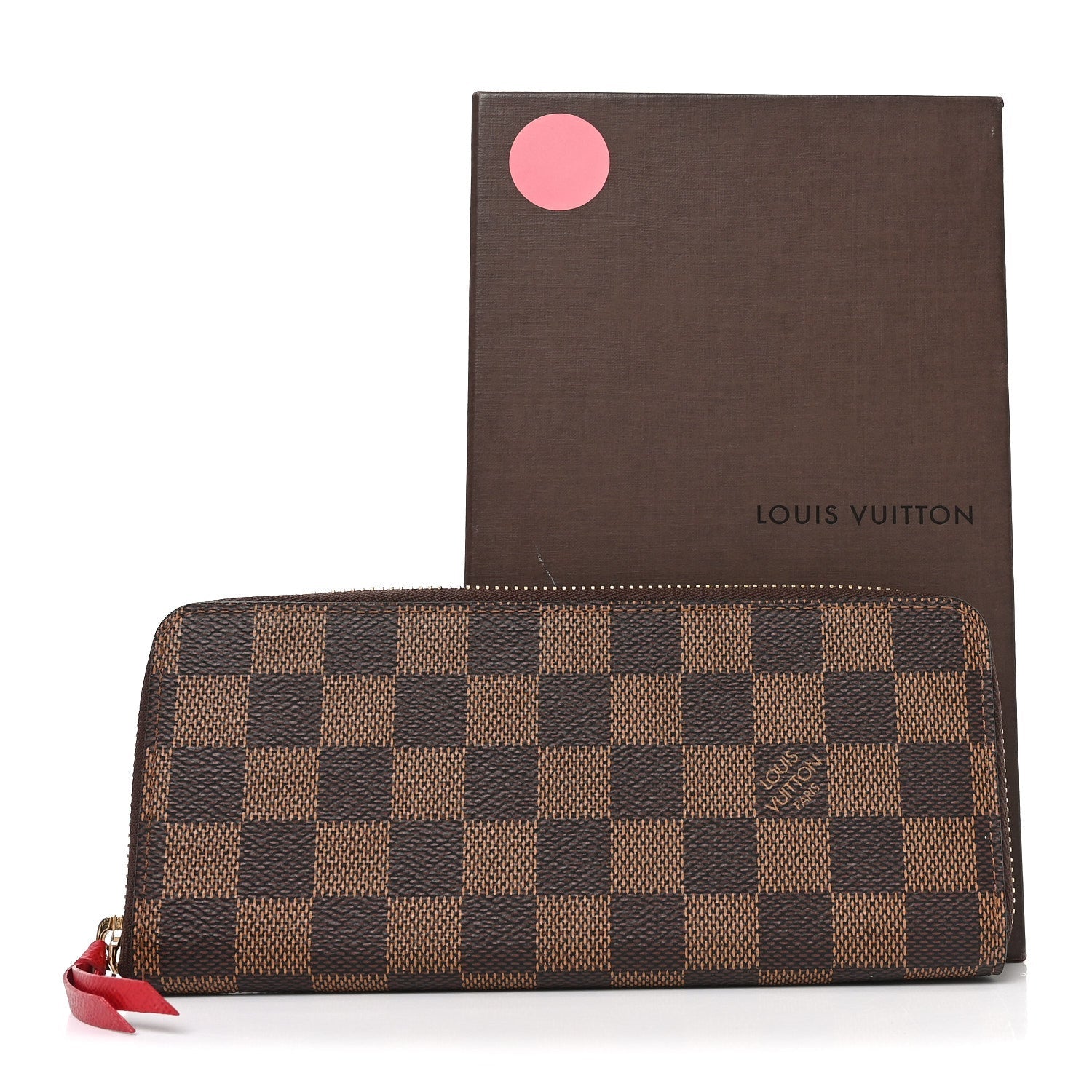 Damier Ebene Clemence Wallet Cherry