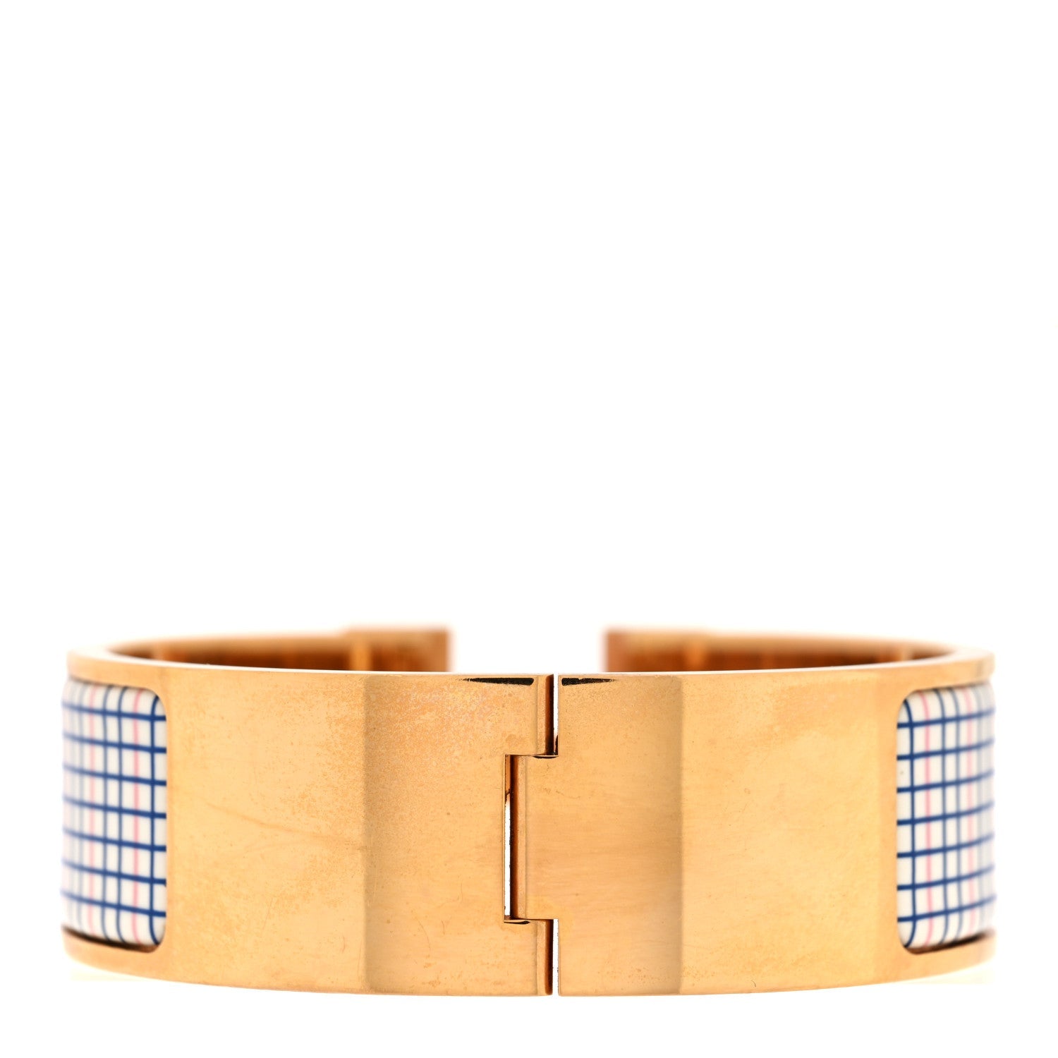 Enamel Wide Clic Clac H Tartan Bracelet PM Pink Delirium