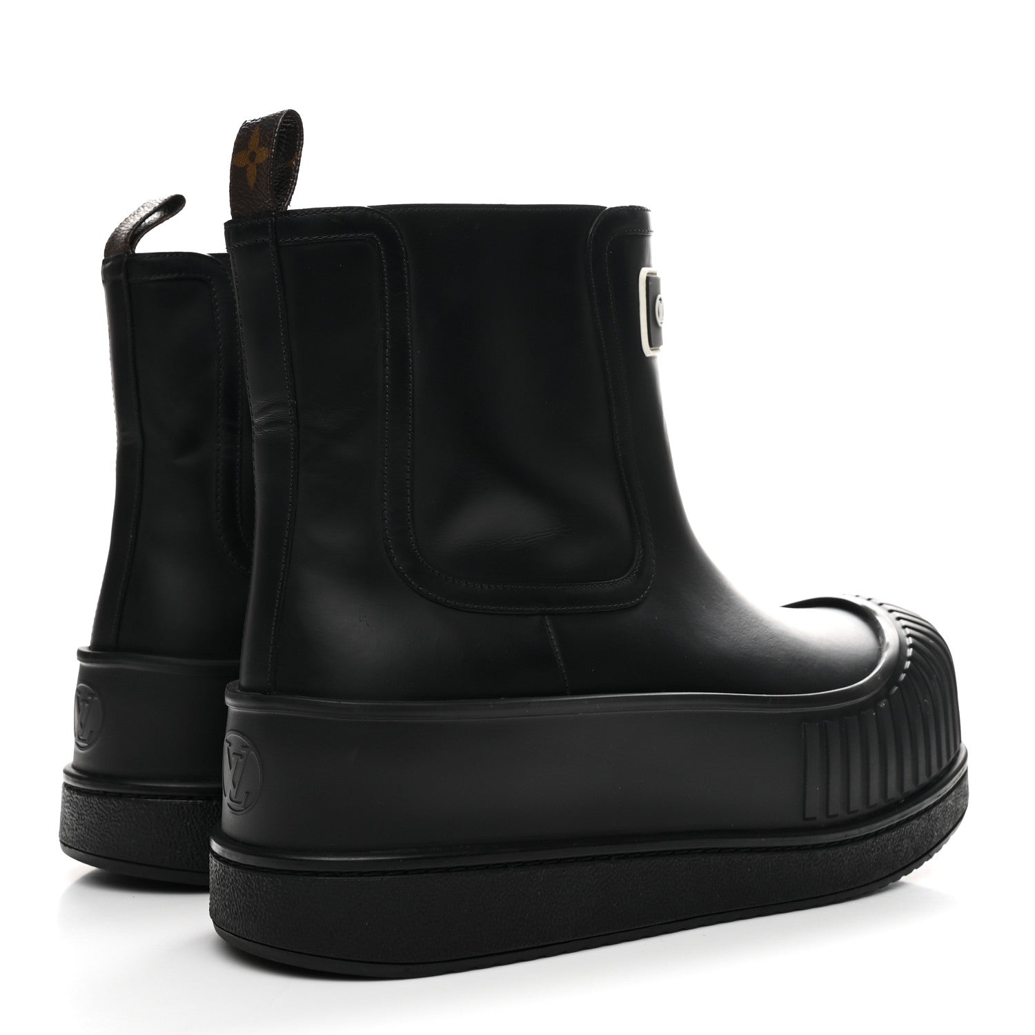 Calfskin Polar Flat Ankle Boots 41 Black