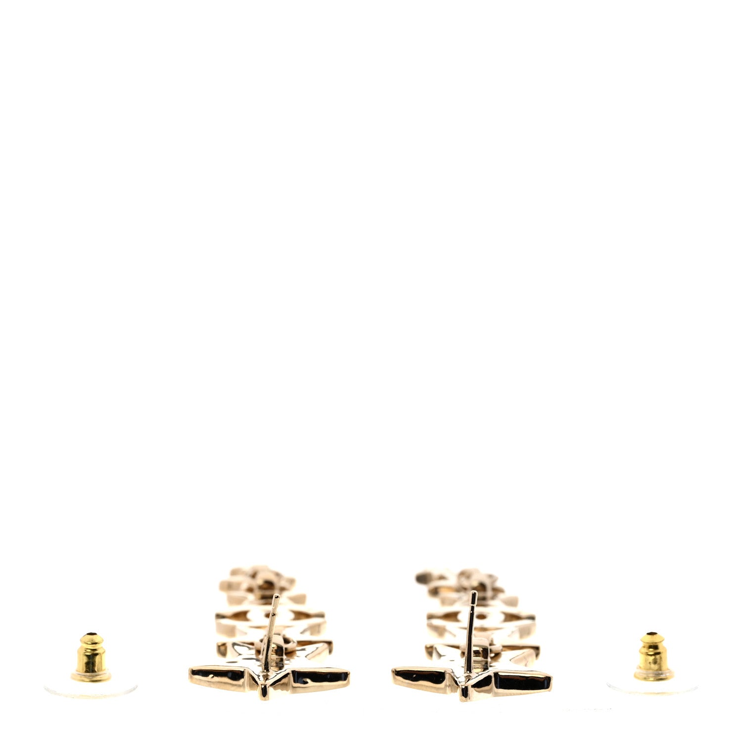 Crystal CC Star Long Drop Earrings Gold
