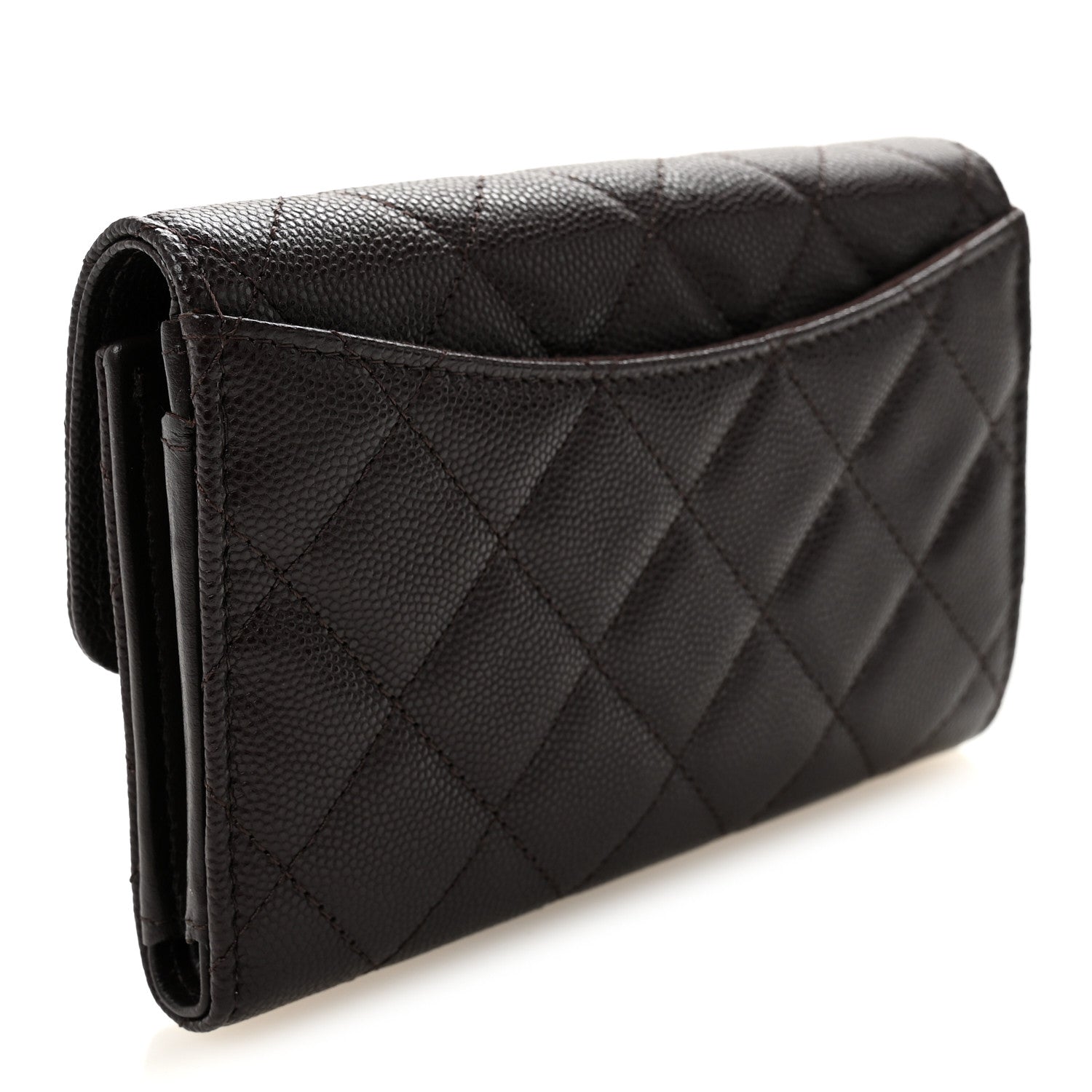 Caviar Quilted Medium Flap Wallet Dark Purple