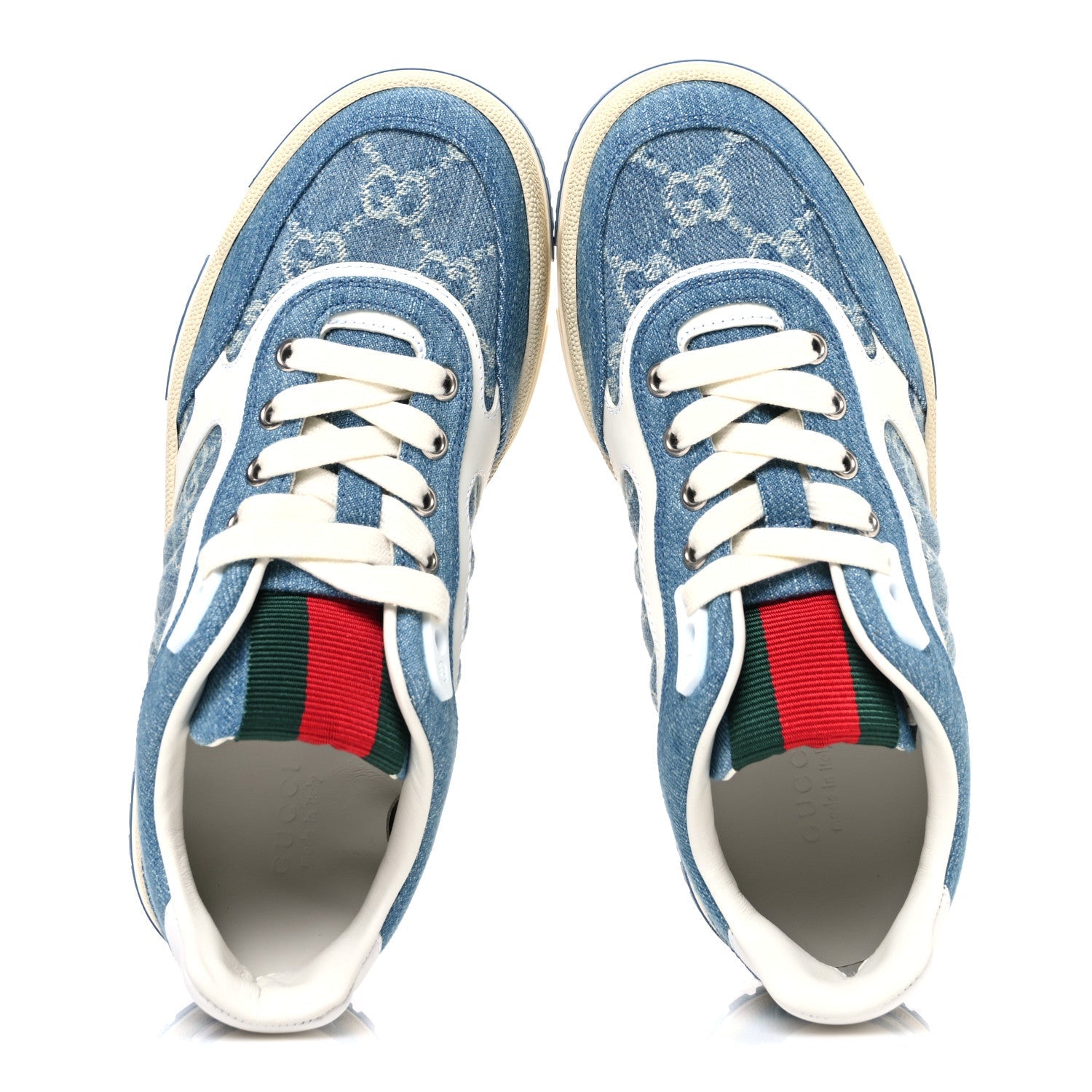 New Denim Delave GG Monogram Womens Re-Web Sneakers 36 Light Blue Royale