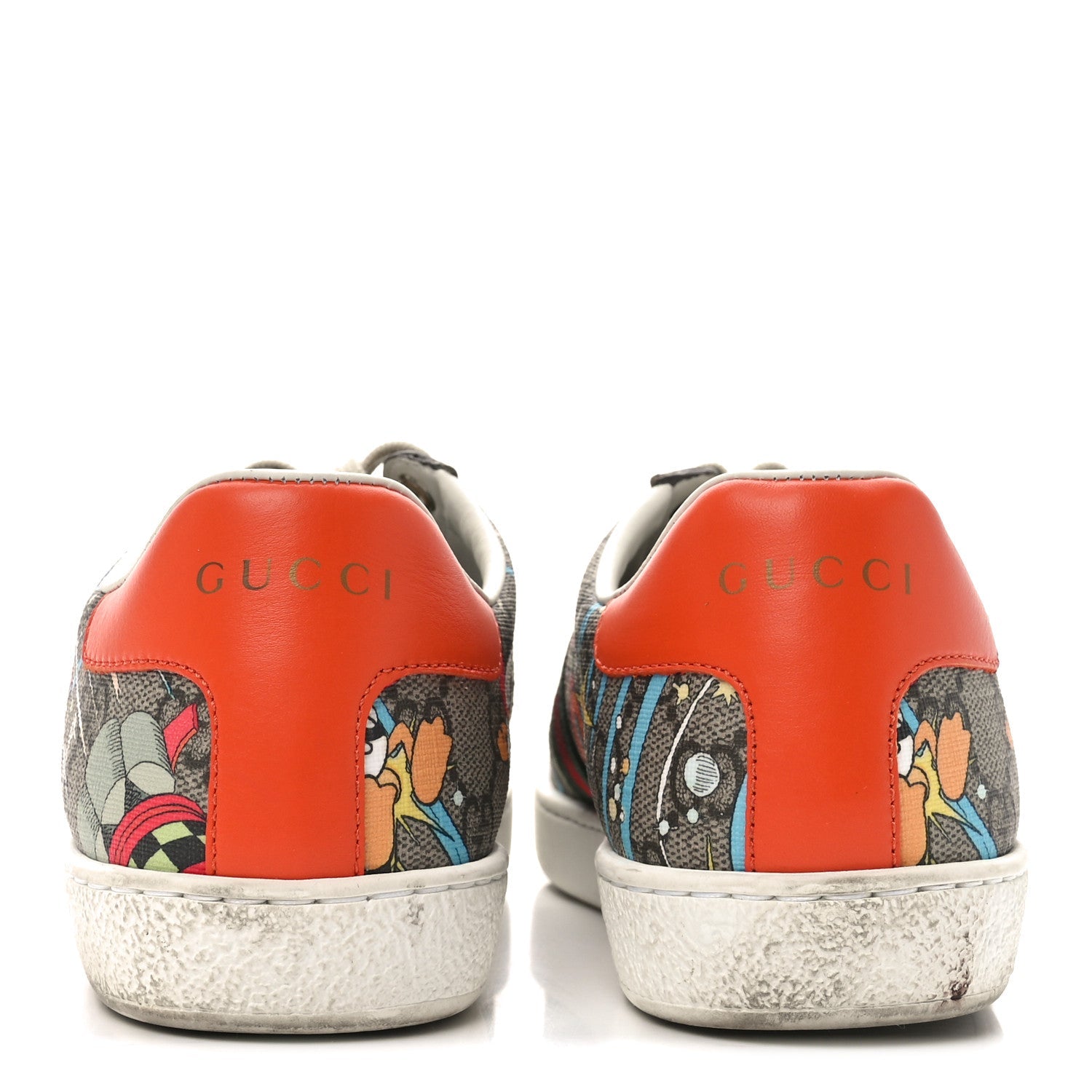 X DISNEY GG Supreme Monogram Web Donald Duck Womens Ace Sneakers 36.5 Beige New Acero Orange