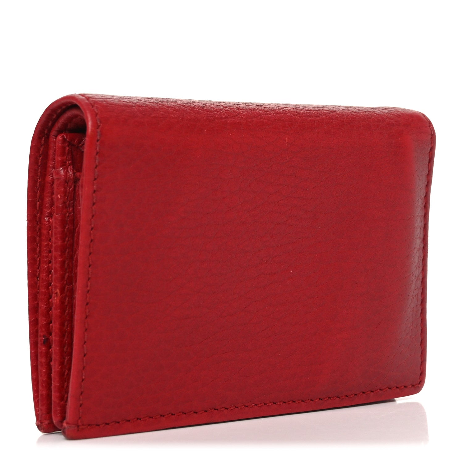 Pebbled Calfskin GG Marmont Card Case Hibiscus Red