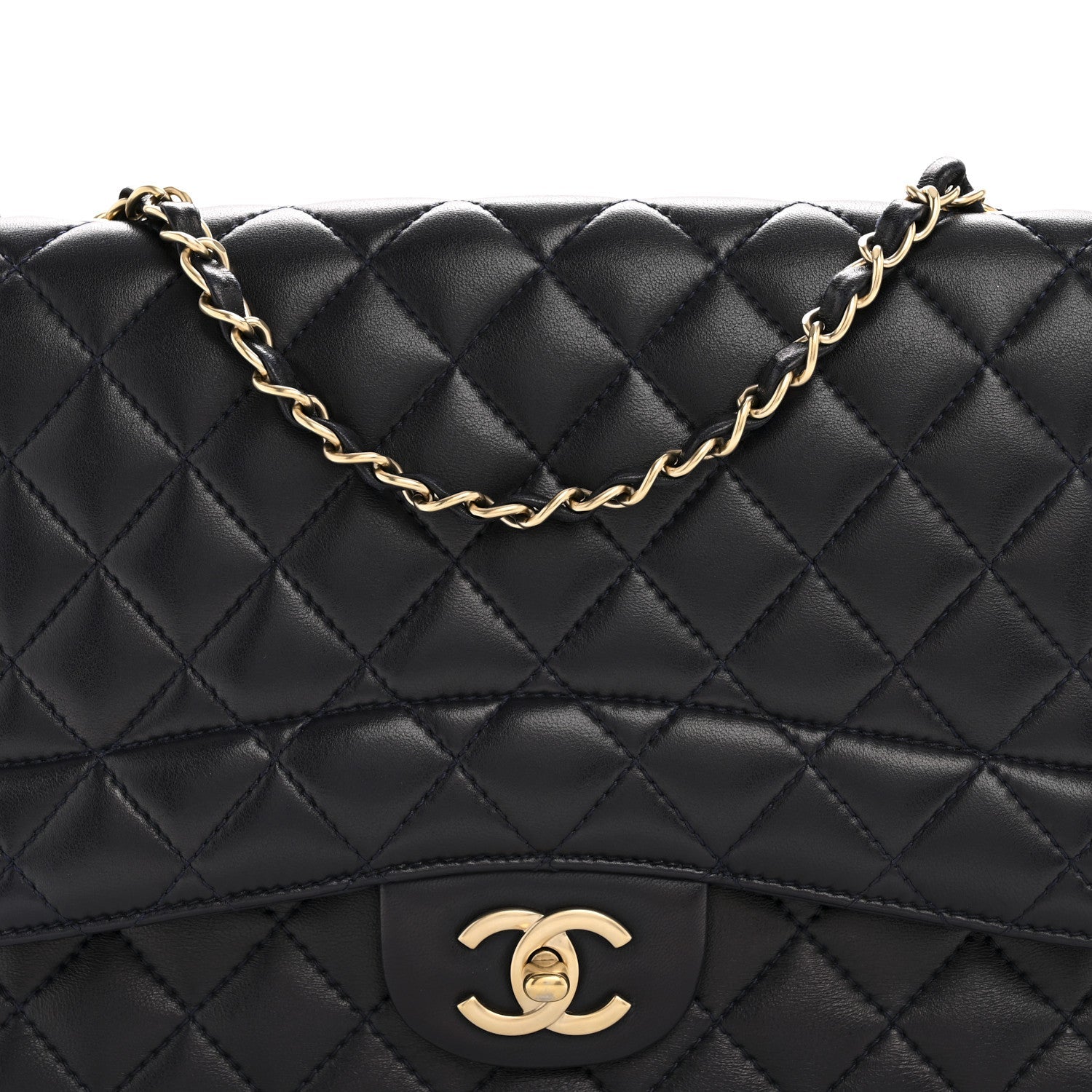 Lambskin Quilted Medium Mademoiselle Chic Flap Navy