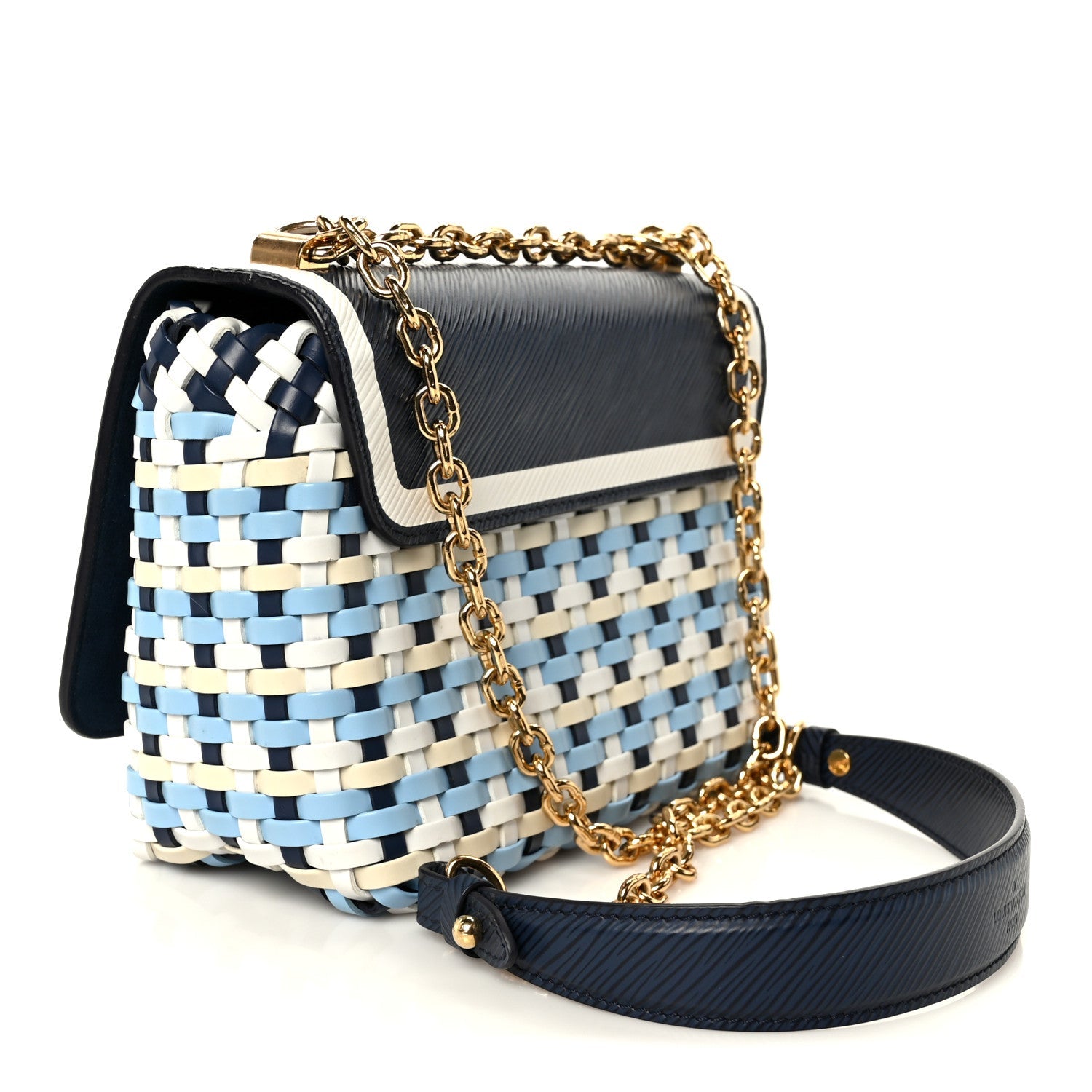 Epi Guinguette Twist Shoulder Bag MM Indigo Blue