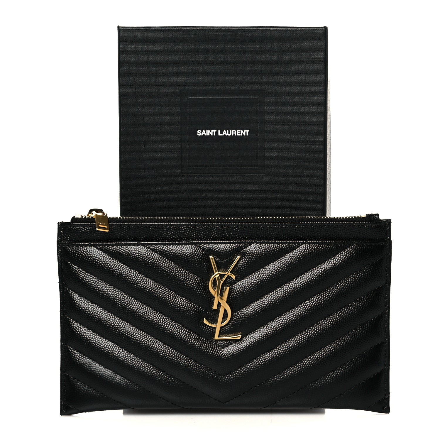 Grain De Poudre Chevron Monogram Bill Pouch Black