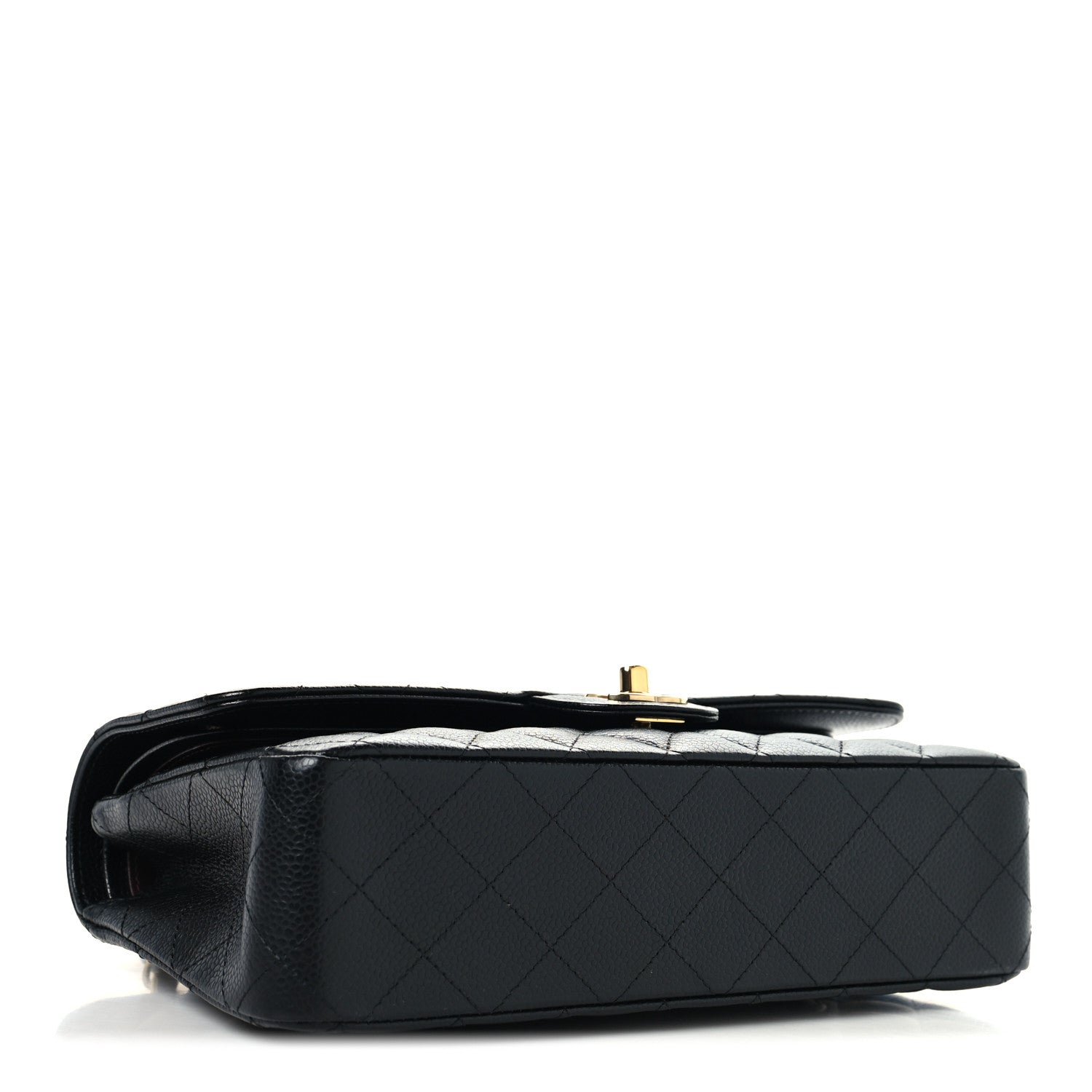 Caviar Quilted Medium Double Flap Black