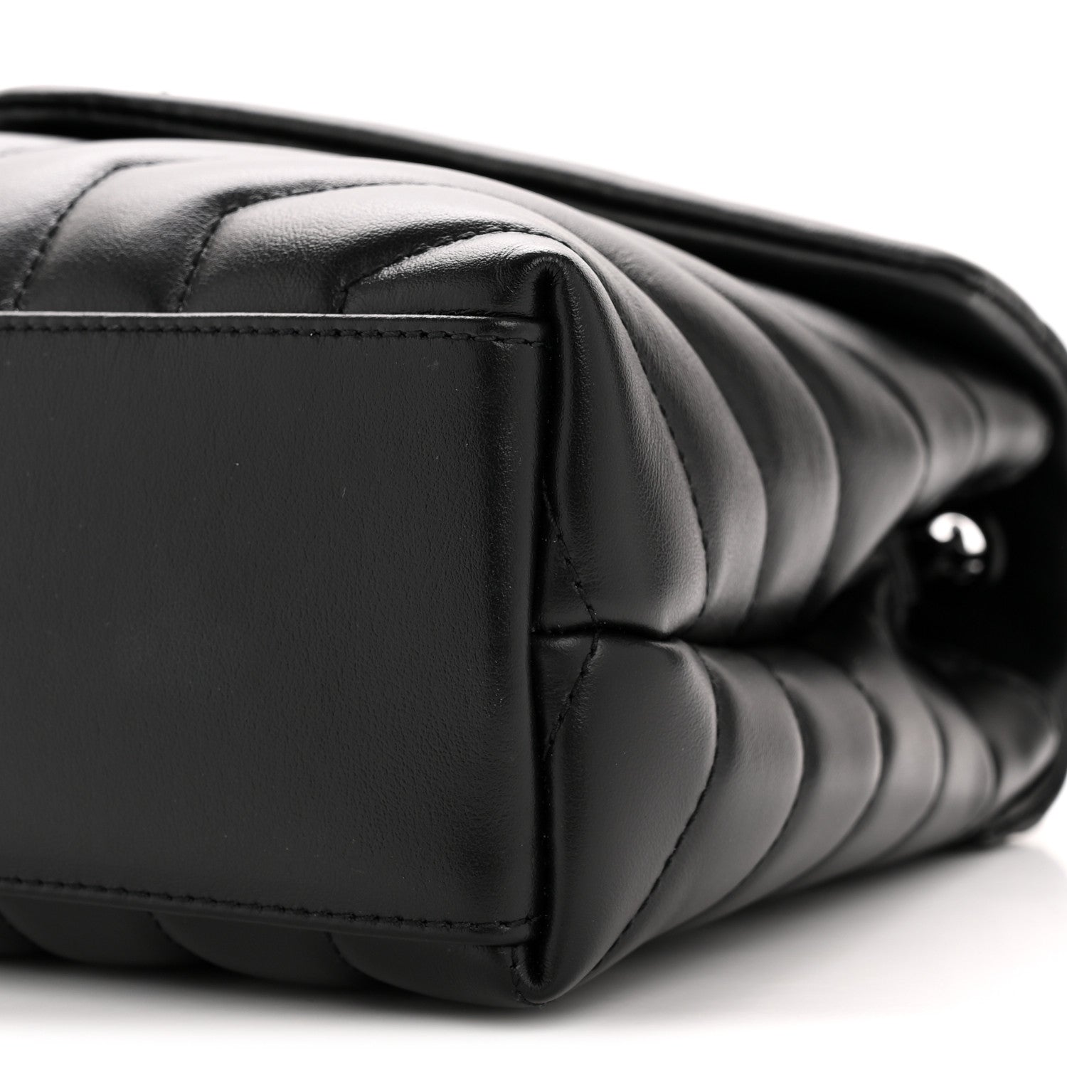 Calfskin Y Quilted Monogram Monochrome Small Loulou Chain Satchel Black