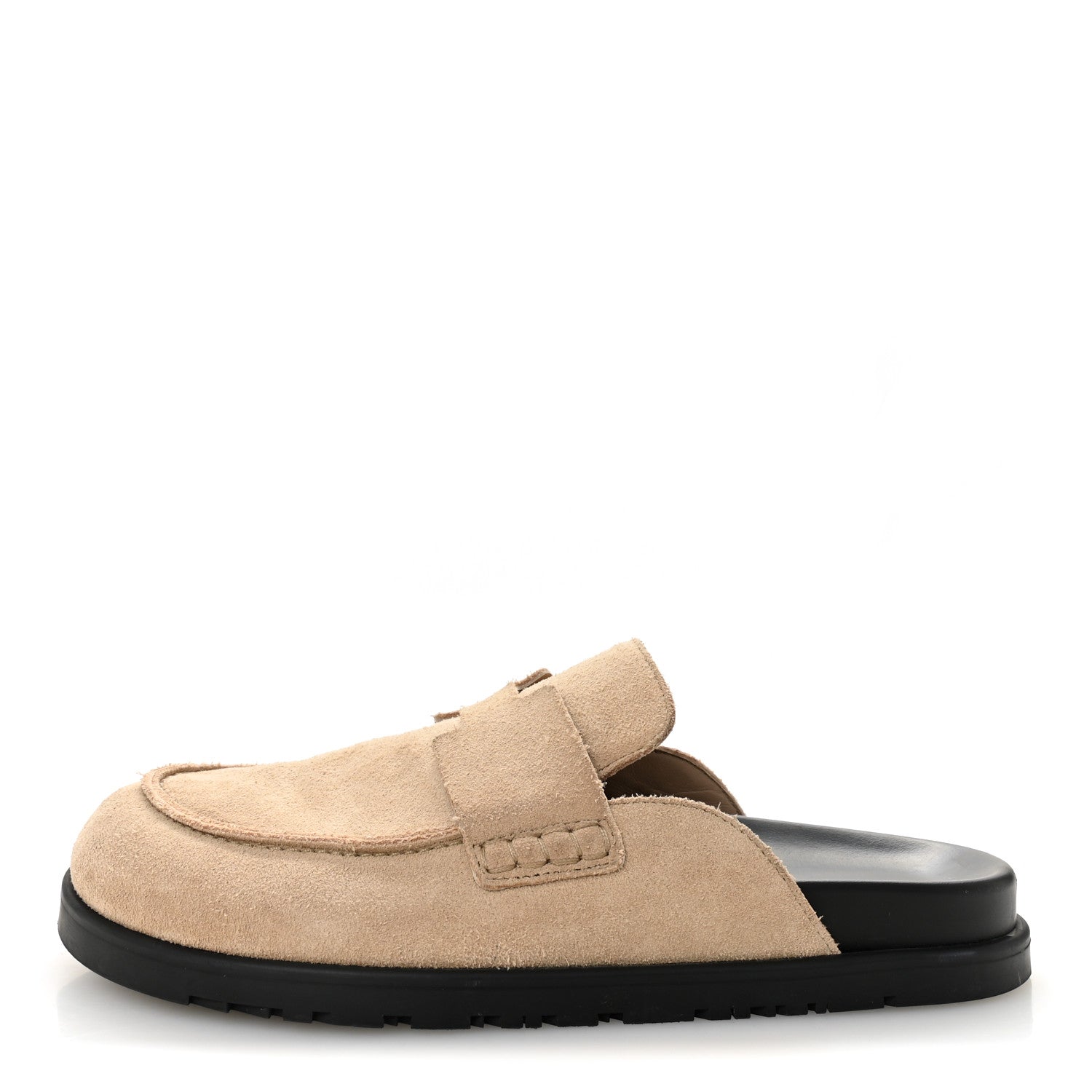 Suede Calfskin Womens Go Mules 38 Beige Argile