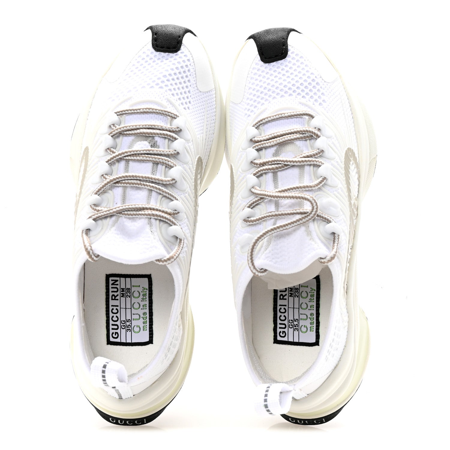 Technical Knit Fabric Waves Womens Gucci Run Sneakers 35.5 Great White Thunder