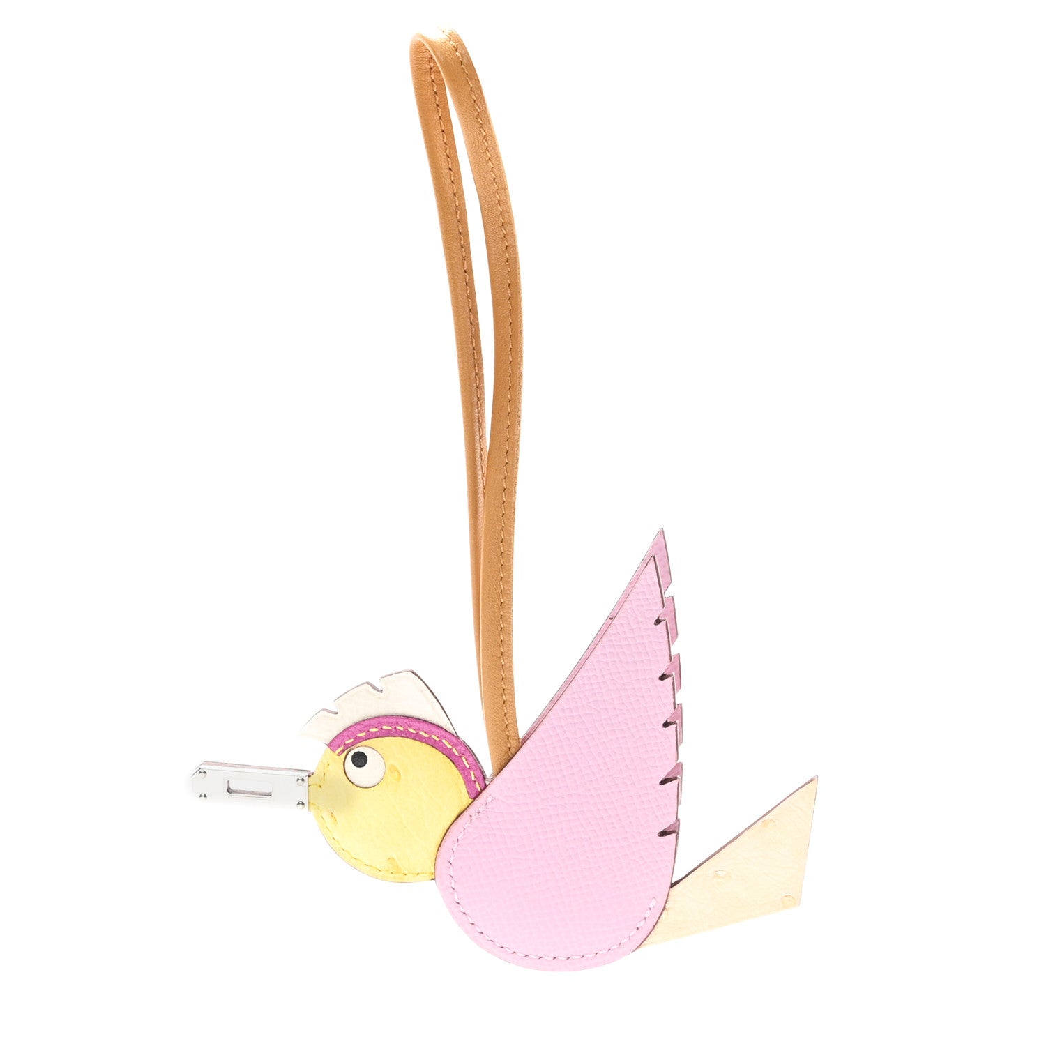 Ostrich Epsom Swift Birdy Bag Charm Mauve Sylvestre