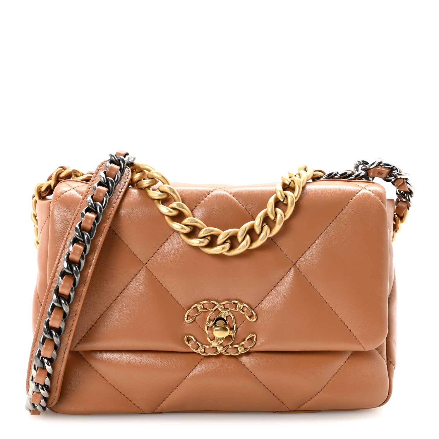 Lambskin Quilted Medium Chanel 19 Flap Brown