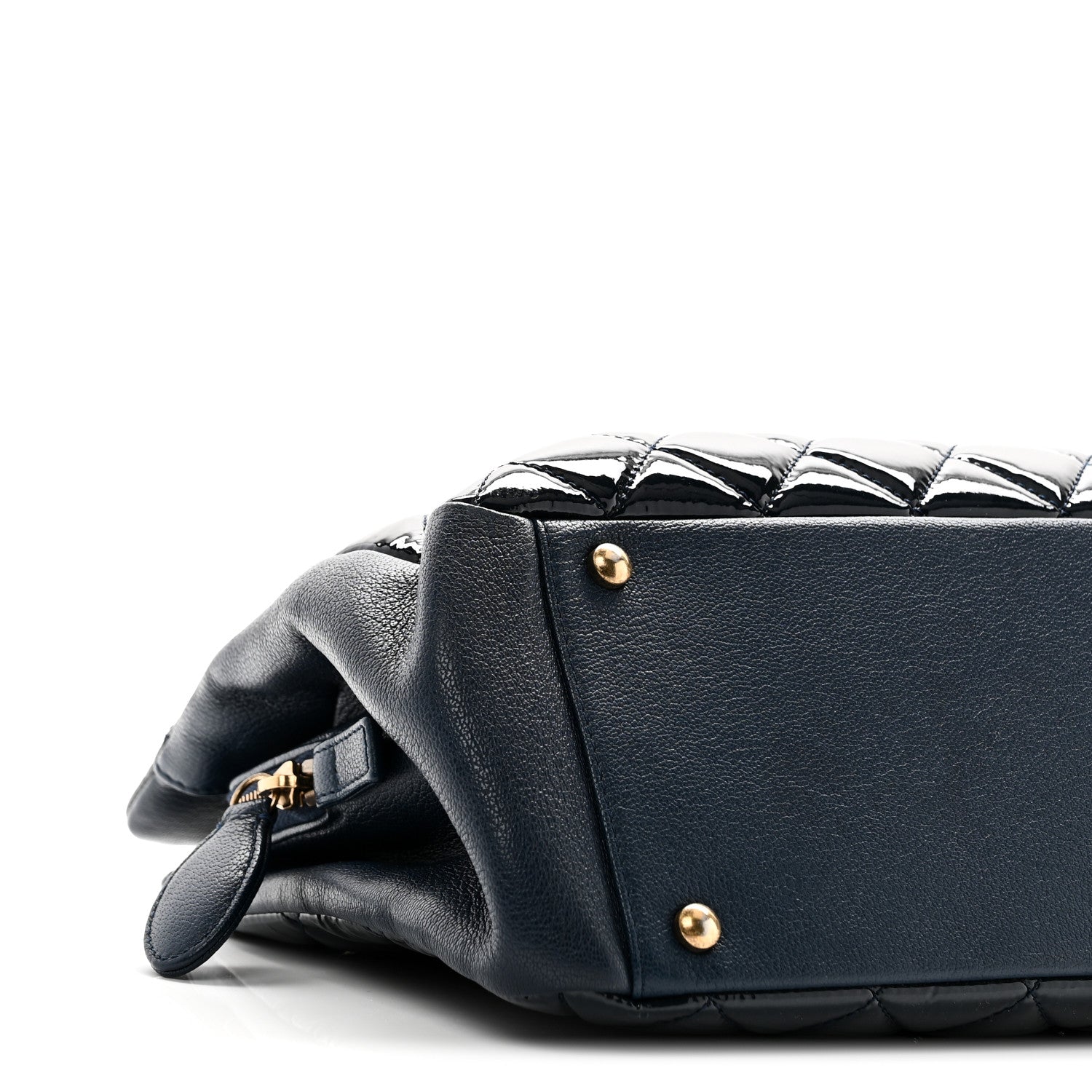 Patent Goatskin Quilted Small CC Eyelet Tote Blue