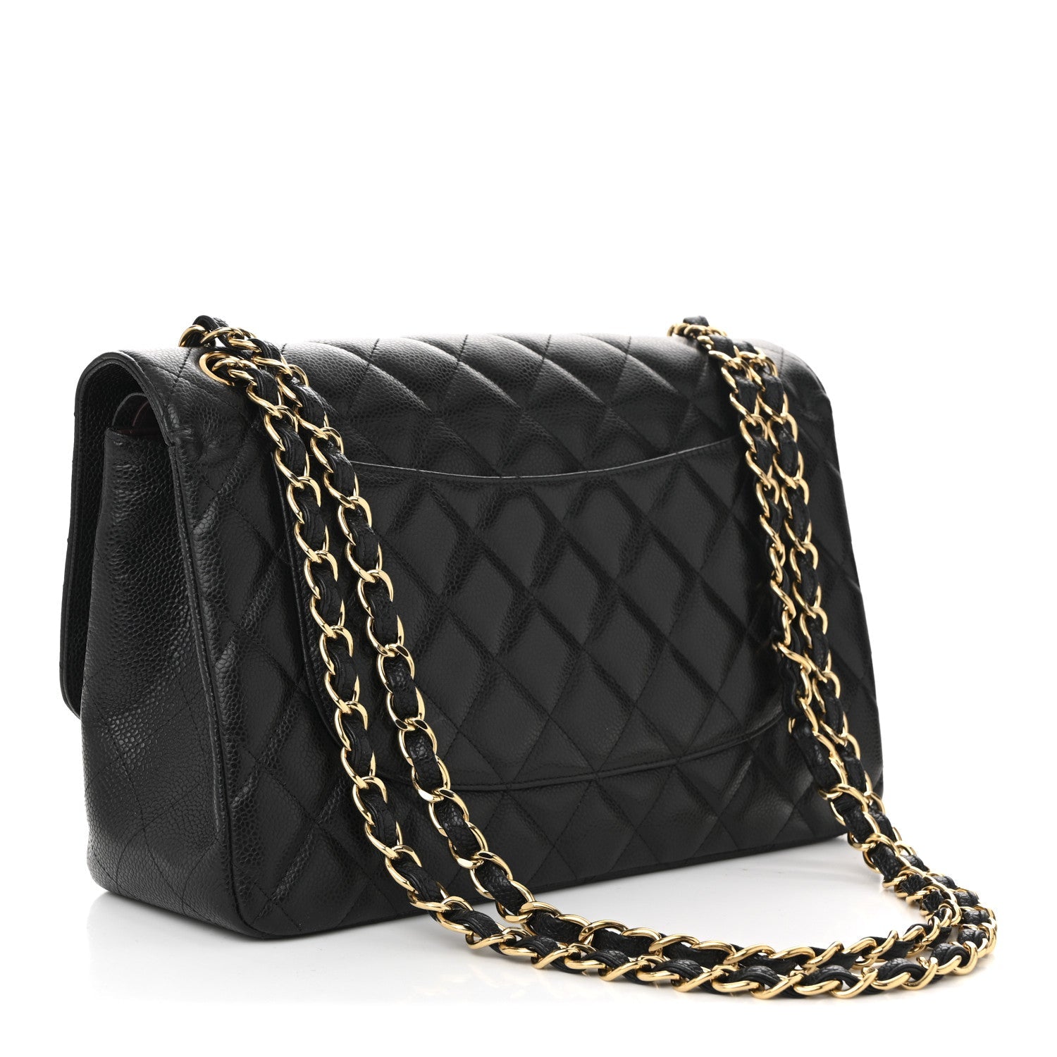 Caviar Quilted Jumbo Double Flap Black