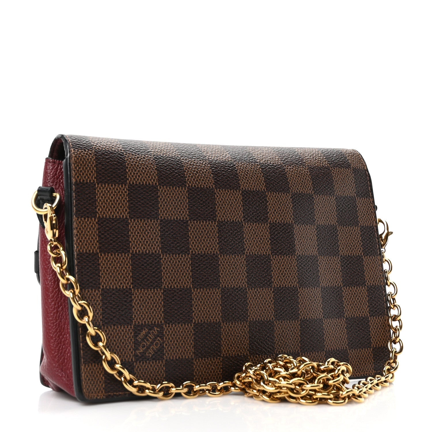 Damier Ebene Vavin Chain Wallet Red