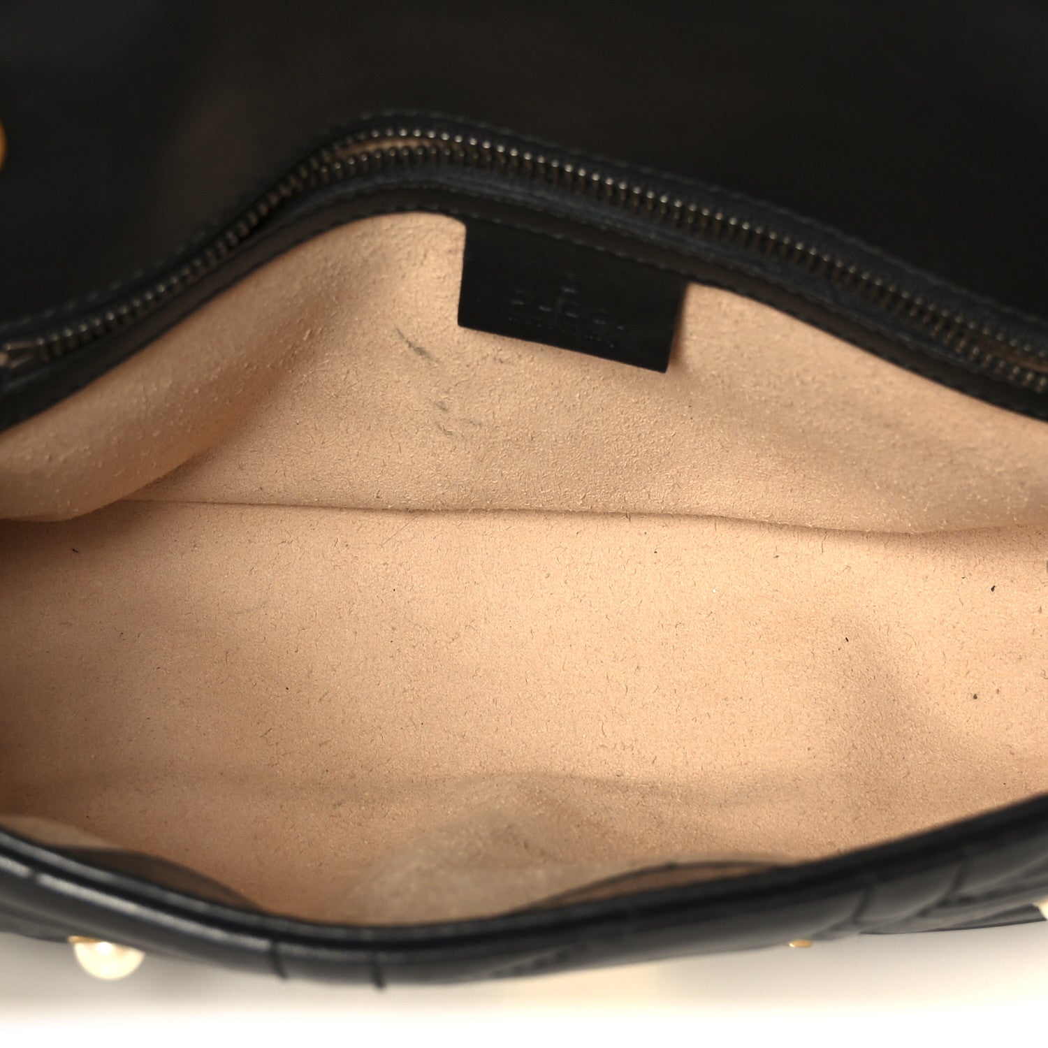 Calfskin Matelasse Studded Small Pearly GG Marmont Shoulder Bag Black