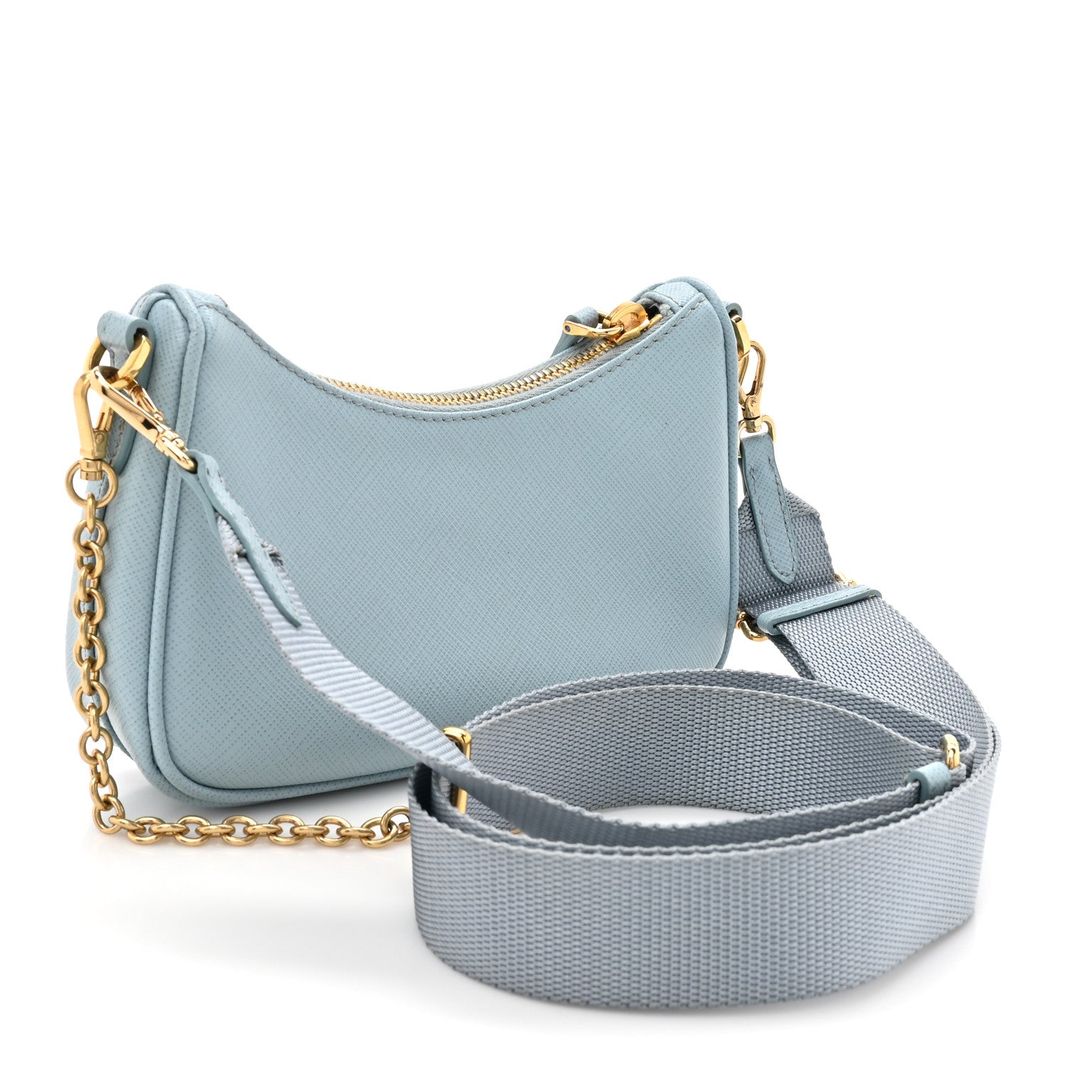 Saffiano Lux Re-Edition 2005 Mini Shoulder Bag Celeste