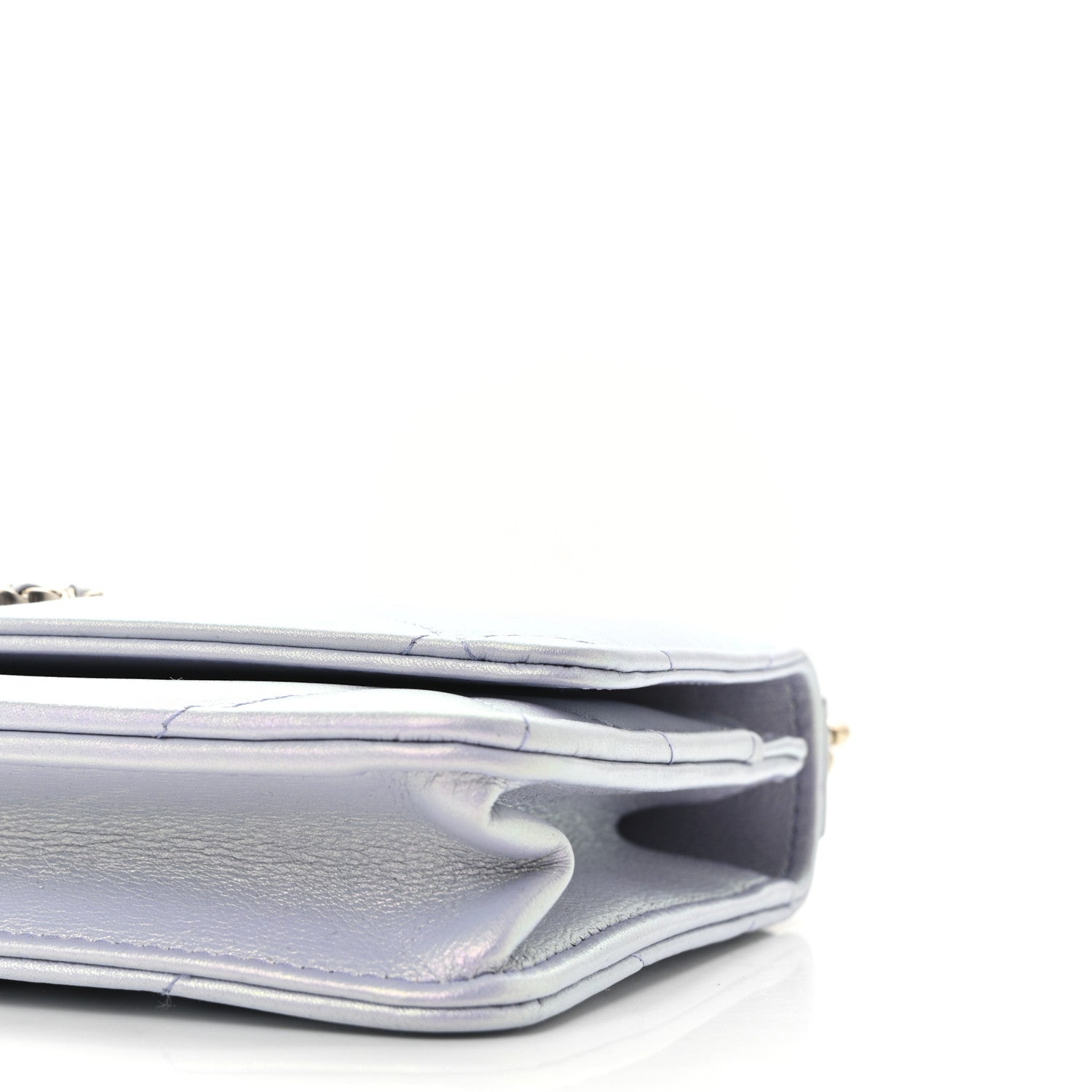 Iridescent Calfskin Quilted Chanel 19 Wallet On Chain WOC Light Purple
