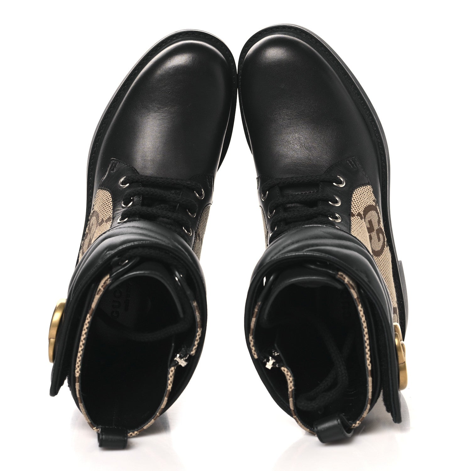 Flores Calfskin Monogram Maxi GG Nappa Matelasse Double G 40mm Ankle Boots 35.5 Black Camel Ebony