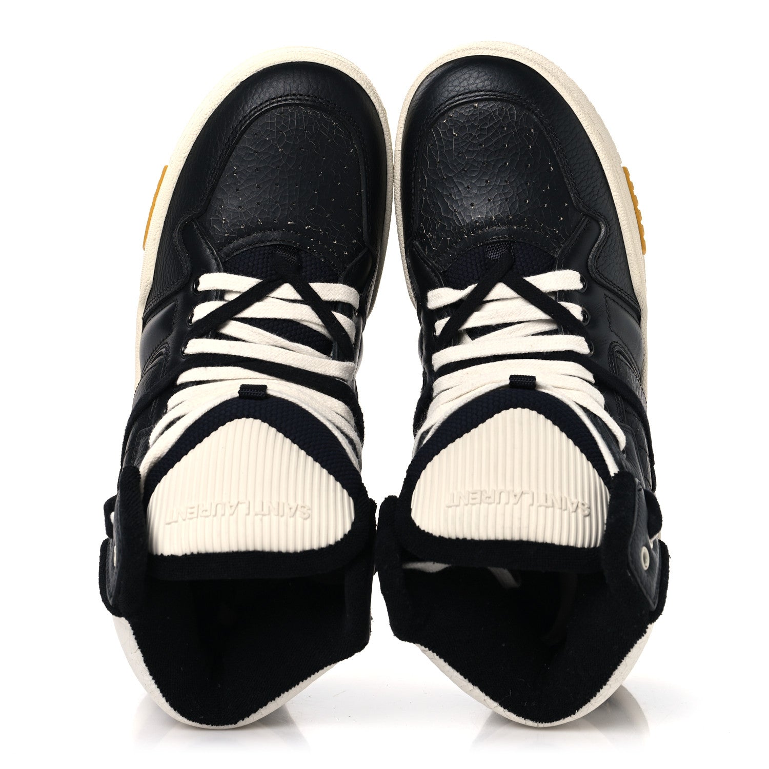 Crackled Calfskin Mens Cure 05 High Top Sneakers 42 Black White