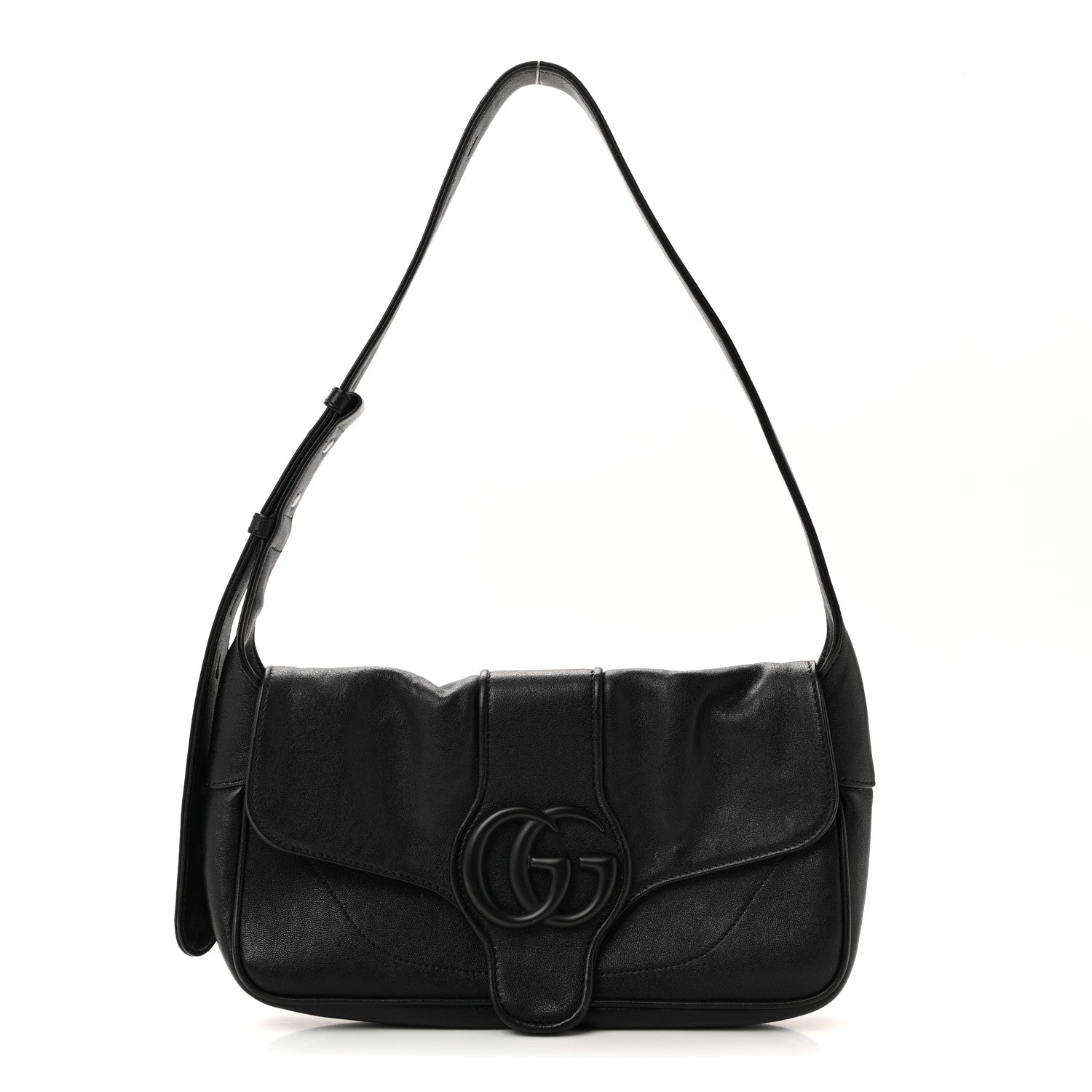 Goatskin Small GG Monochrome Aphrodite Shoulder Bag Black