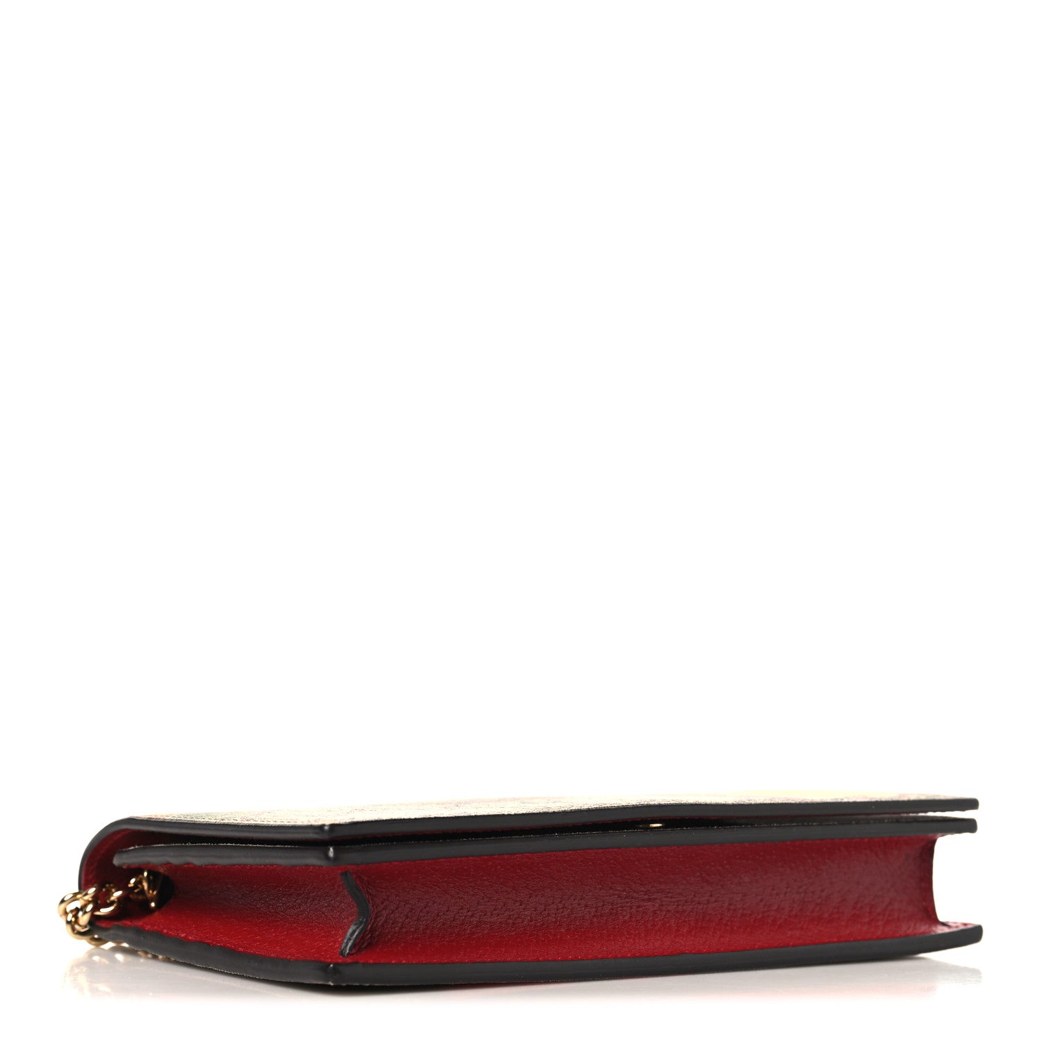GG Supreme Monogram Tian Chain Wallet Beige Multicolor Red