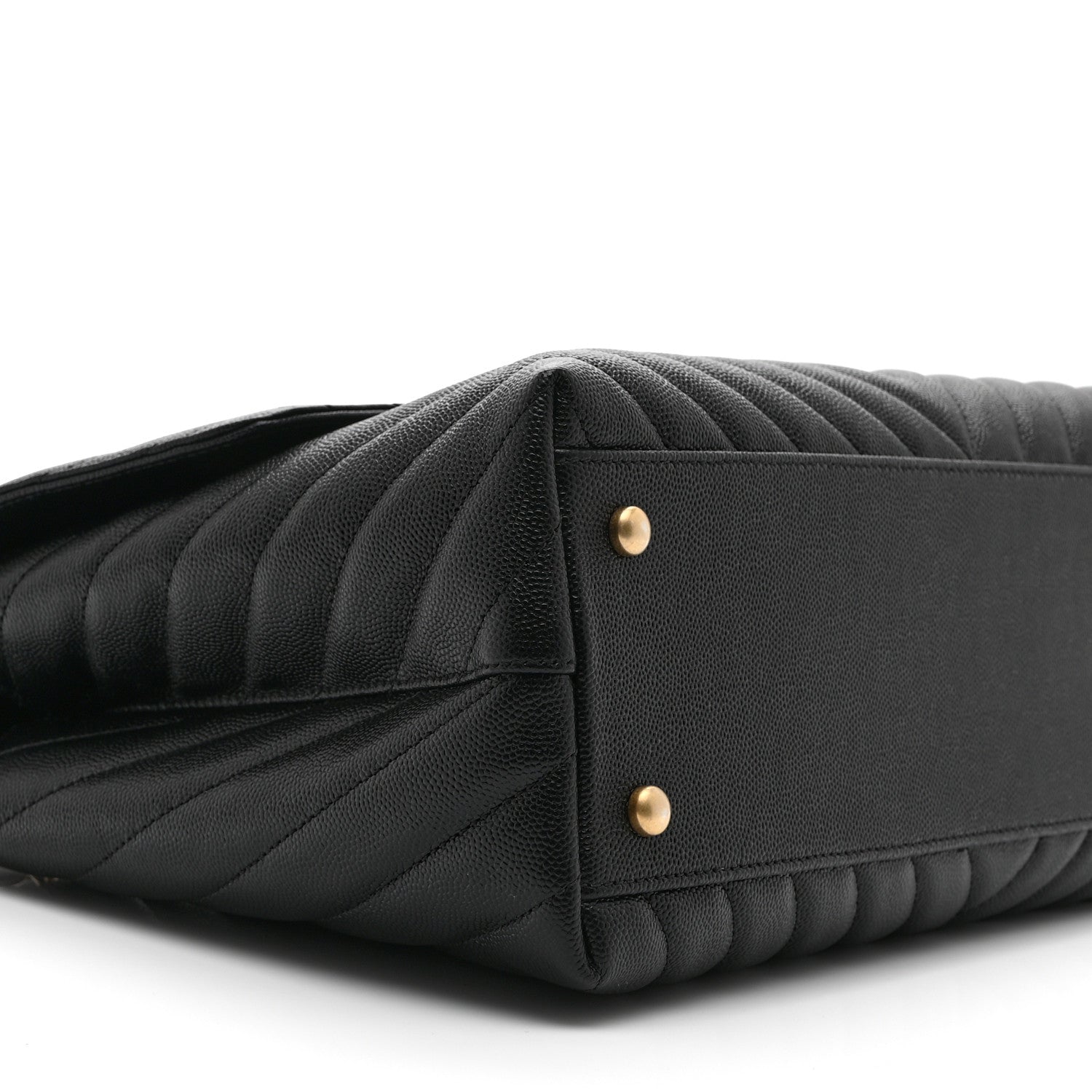 Caviar Chevron Quilted Medium Coco Handle Flap Black