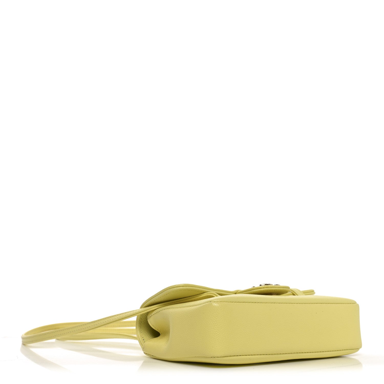 Shiny Caviar Mini Preppy Coco Shoulder Bag Light Yellow