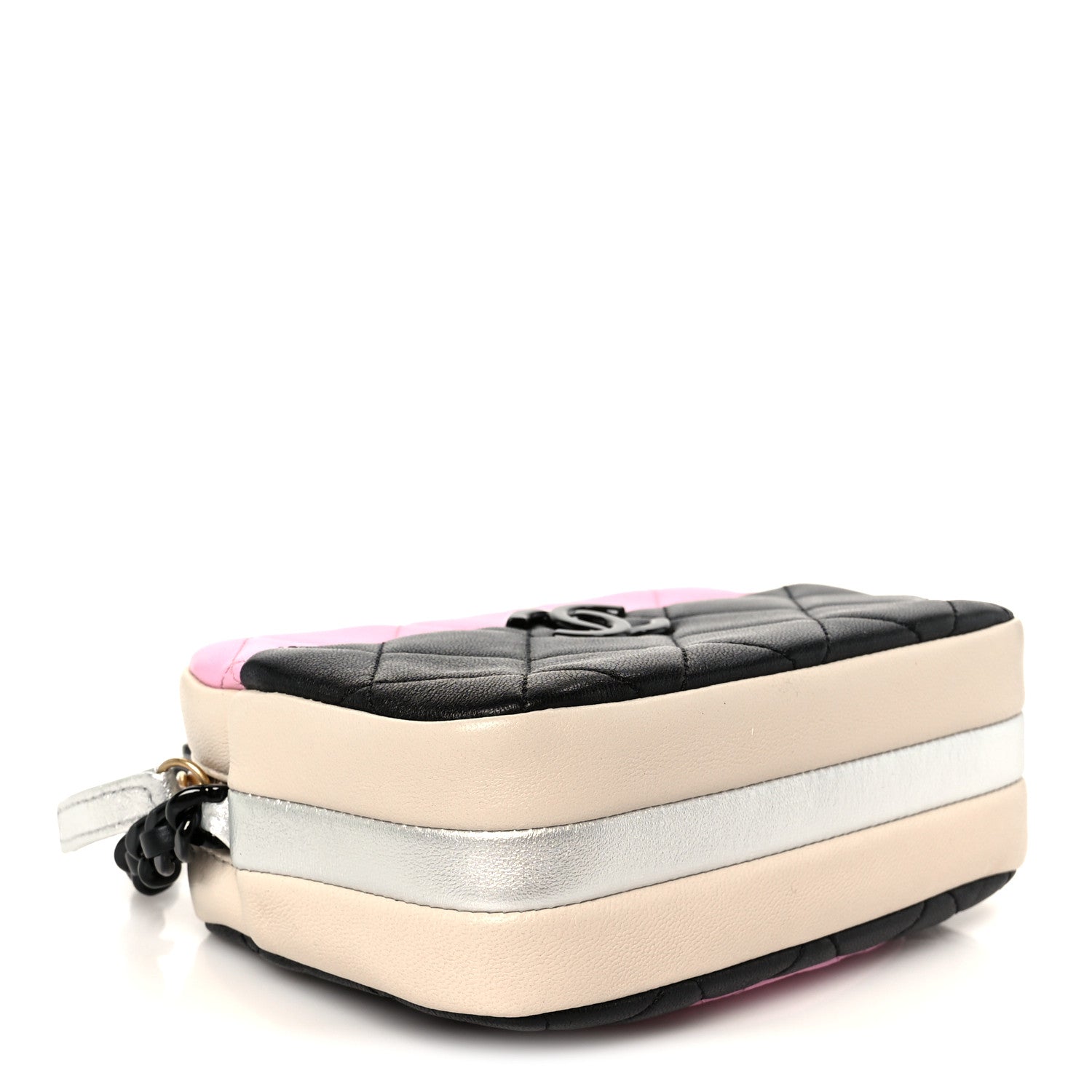 Shiny Lambskin Monochrome Chain Mini Camera Case Bag Pink Black Silver