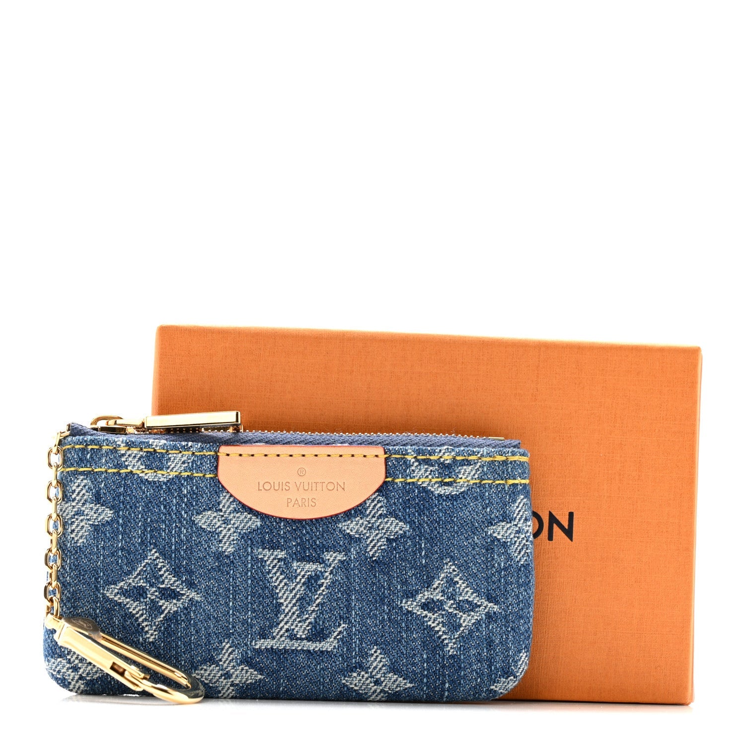 Monogram Denim Key Pouch Denim Blue