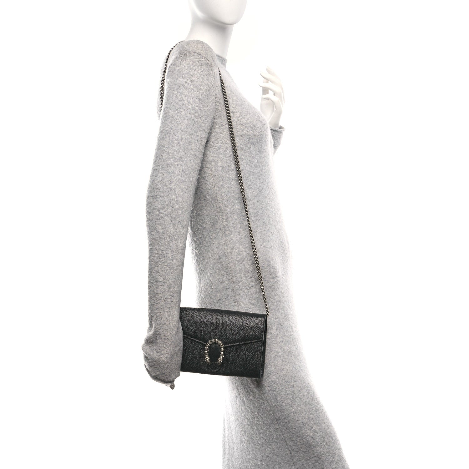 Calfskin Mini Dionysus Chain Wallet Black