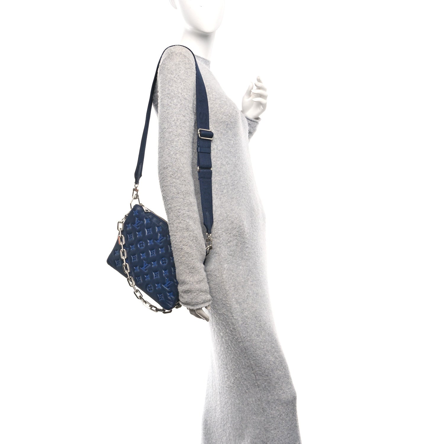 Lambskin Embossed Monogram Coussin PM Navy