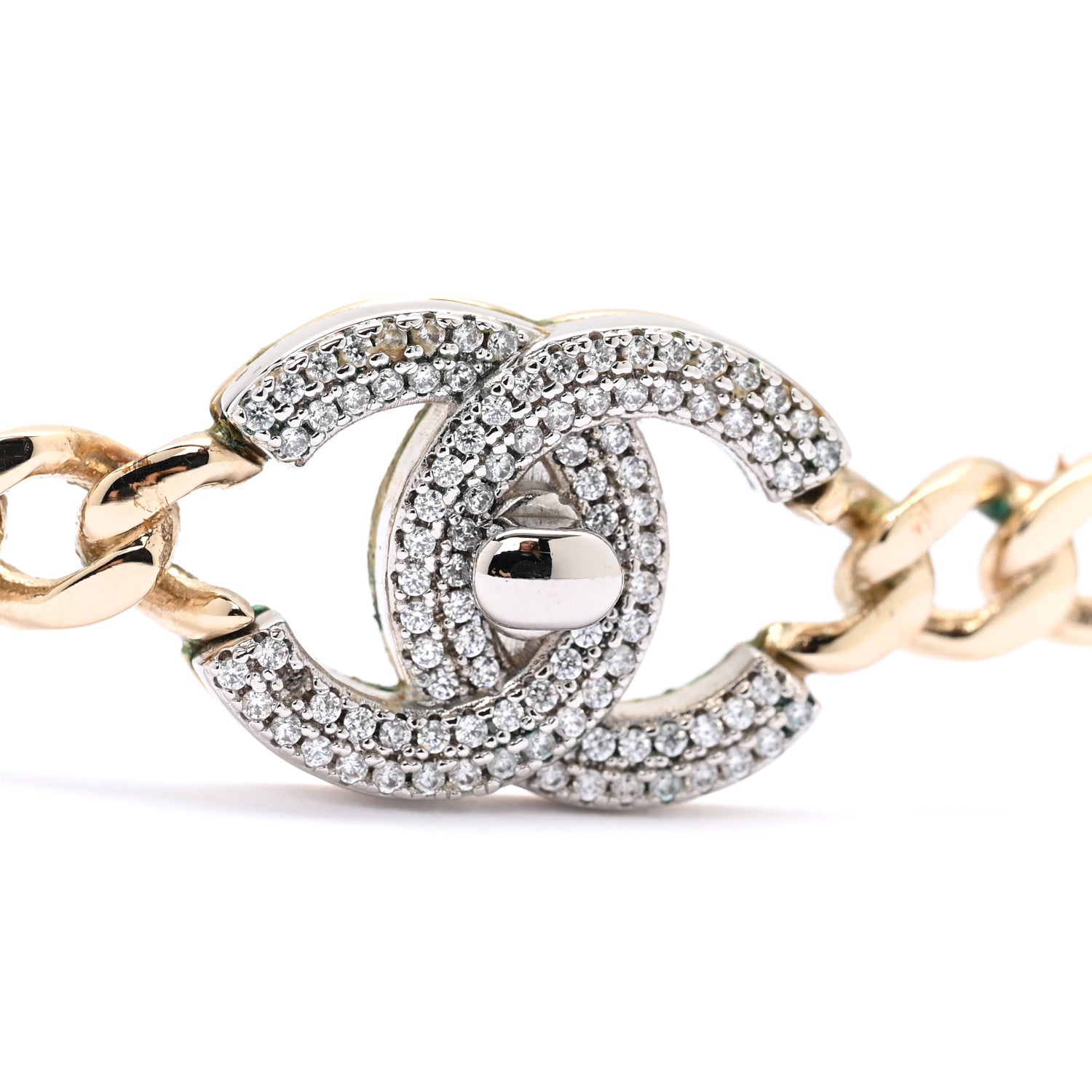 Crystal Chain CC Choker Necklace Gold Silver