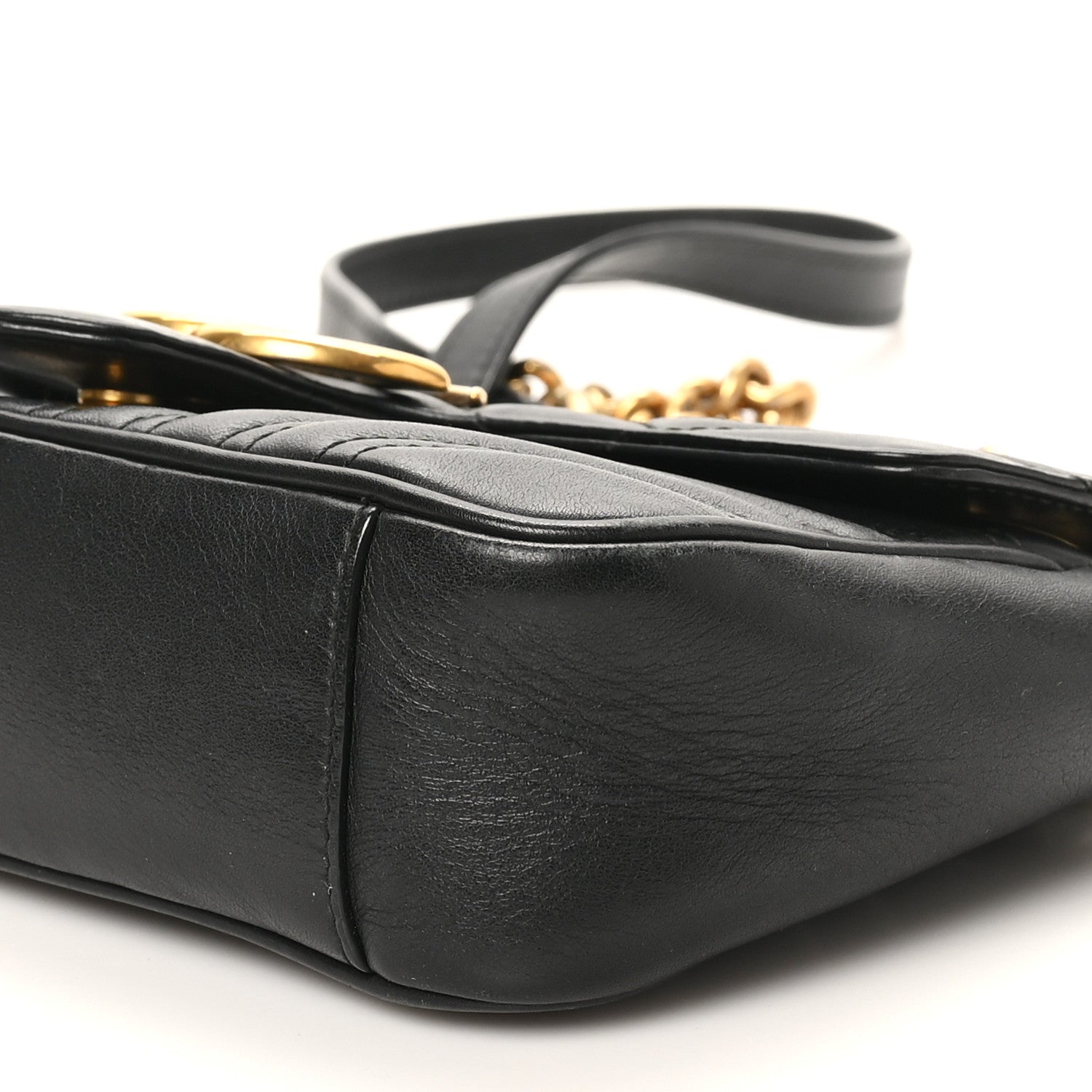 Calfskin Matelasse Mini GG Marmont Shoulder Bag Black