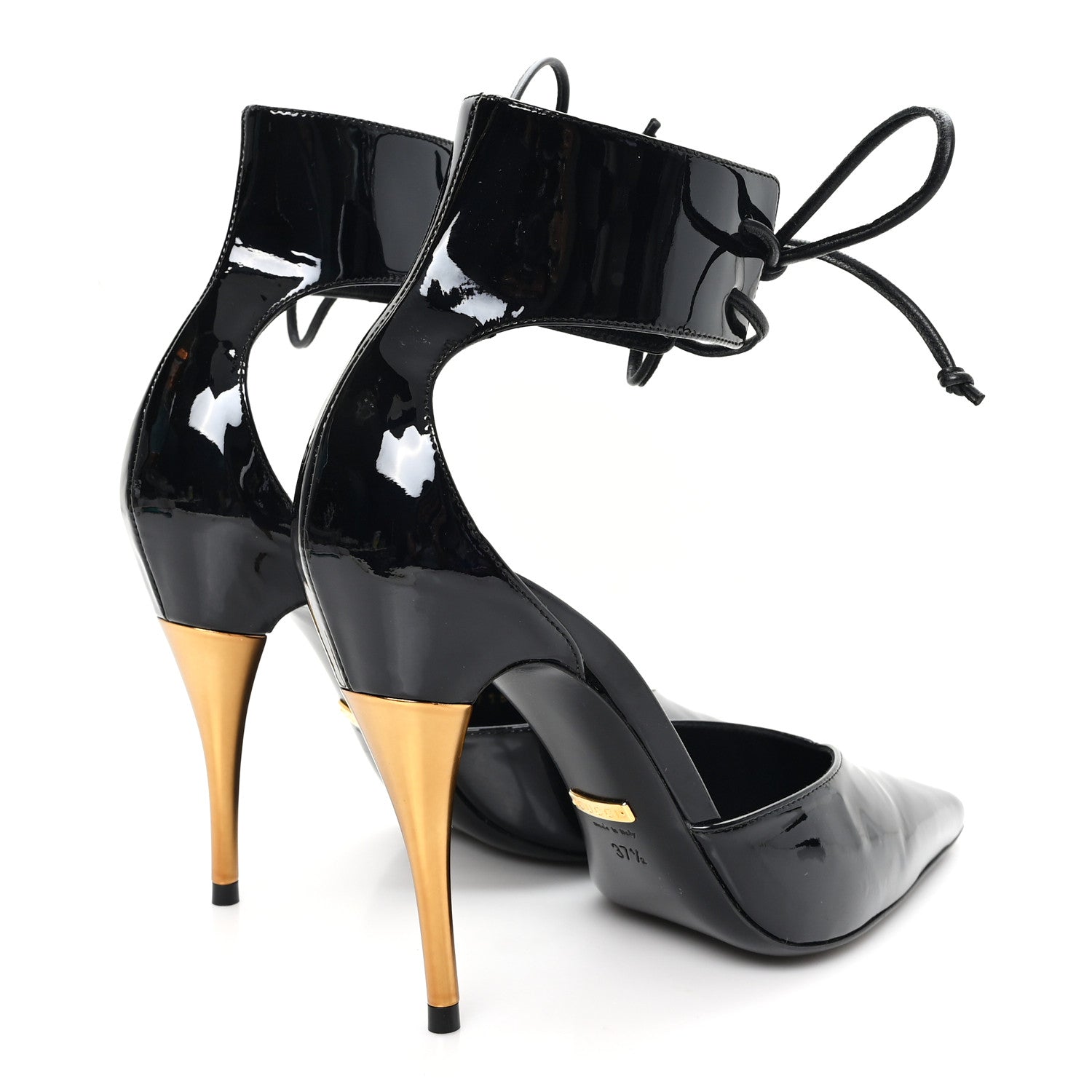 Vitello Vernice Soft Nappa Priscilla Ankle Cuff Pumps 37.5 Black