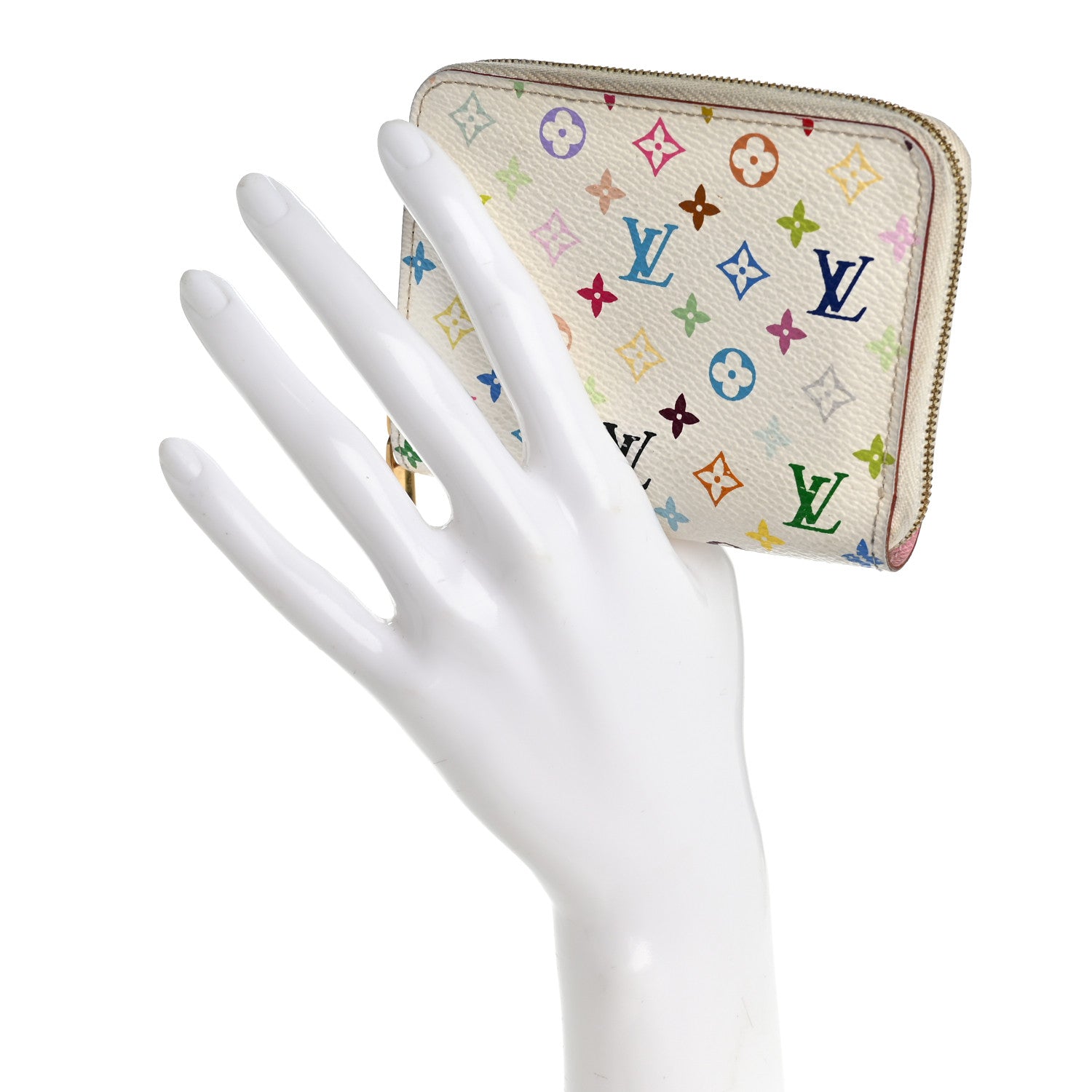 Monogram Multicolor Zippy Coin Purse Wallet White Litchi
