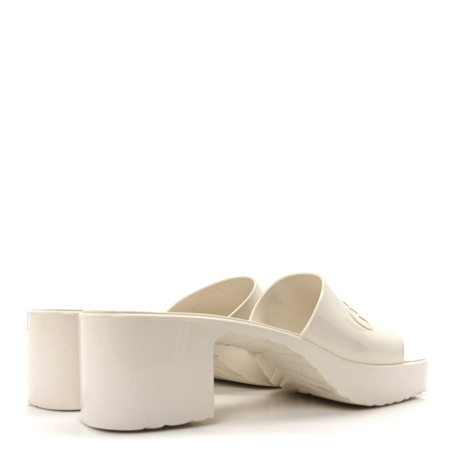 Rubber Gucci Logo Womens Platform 20/60mm Slide Sandals 40 Mystic White