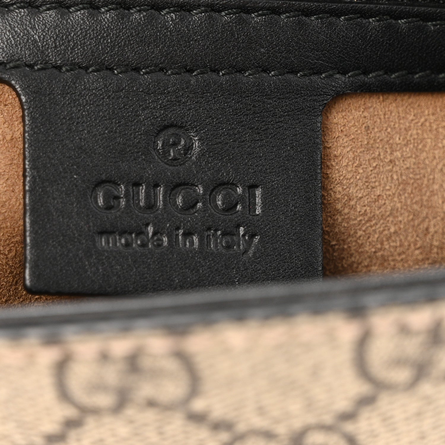 GG Supreme Monogram Calfskin Small Padlock Top Handle Bag Beige Black Cuir
