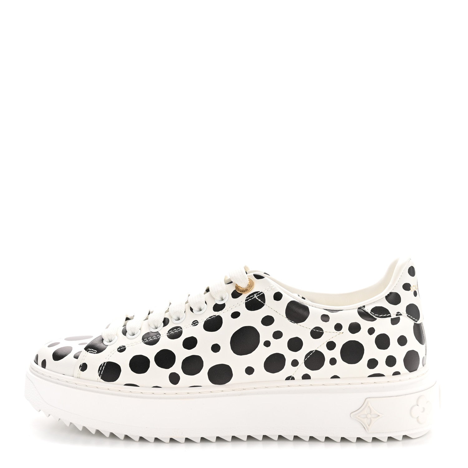 LV X YK Calfskin Printed Infinity Dots Time Out Sneakers 38 White