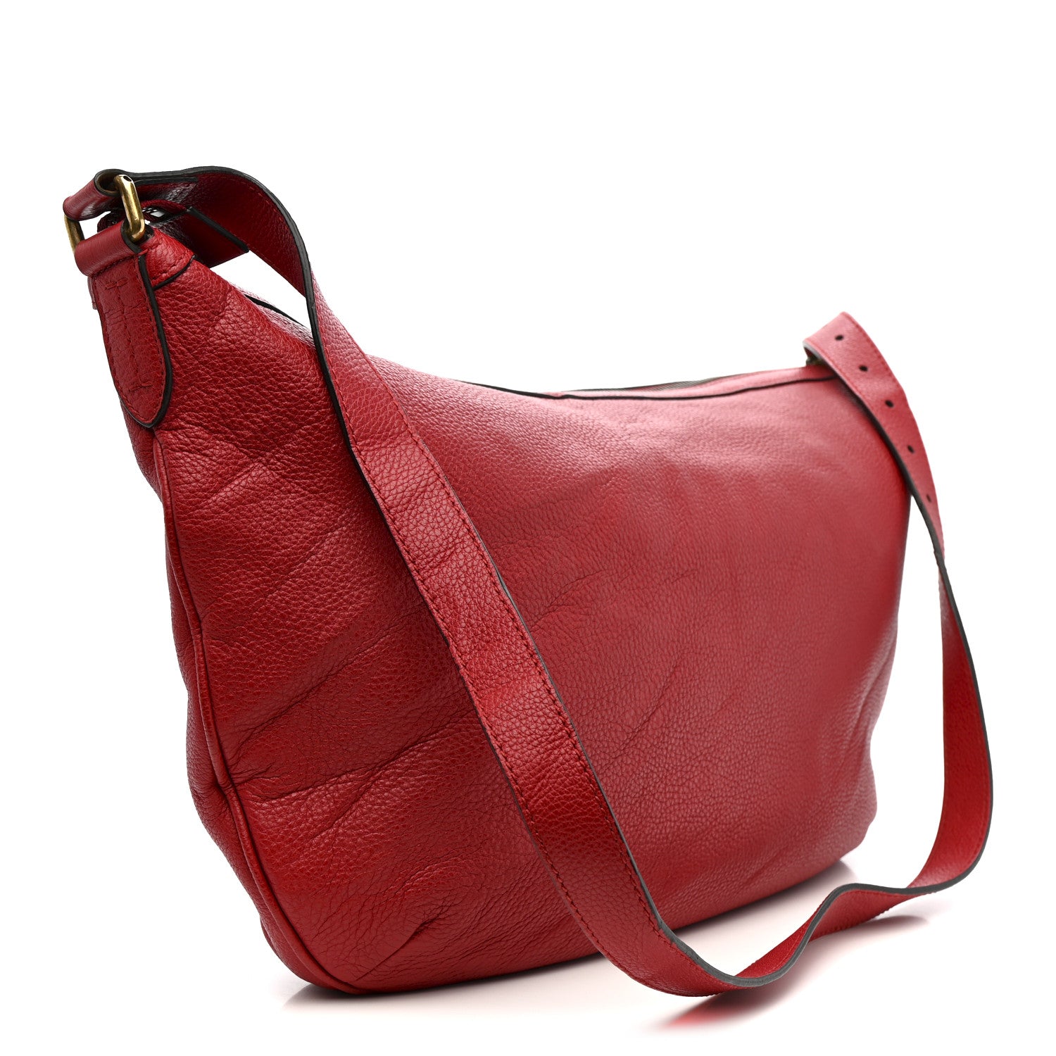 Grained Calfskin Logo Half Moon Hobo Red