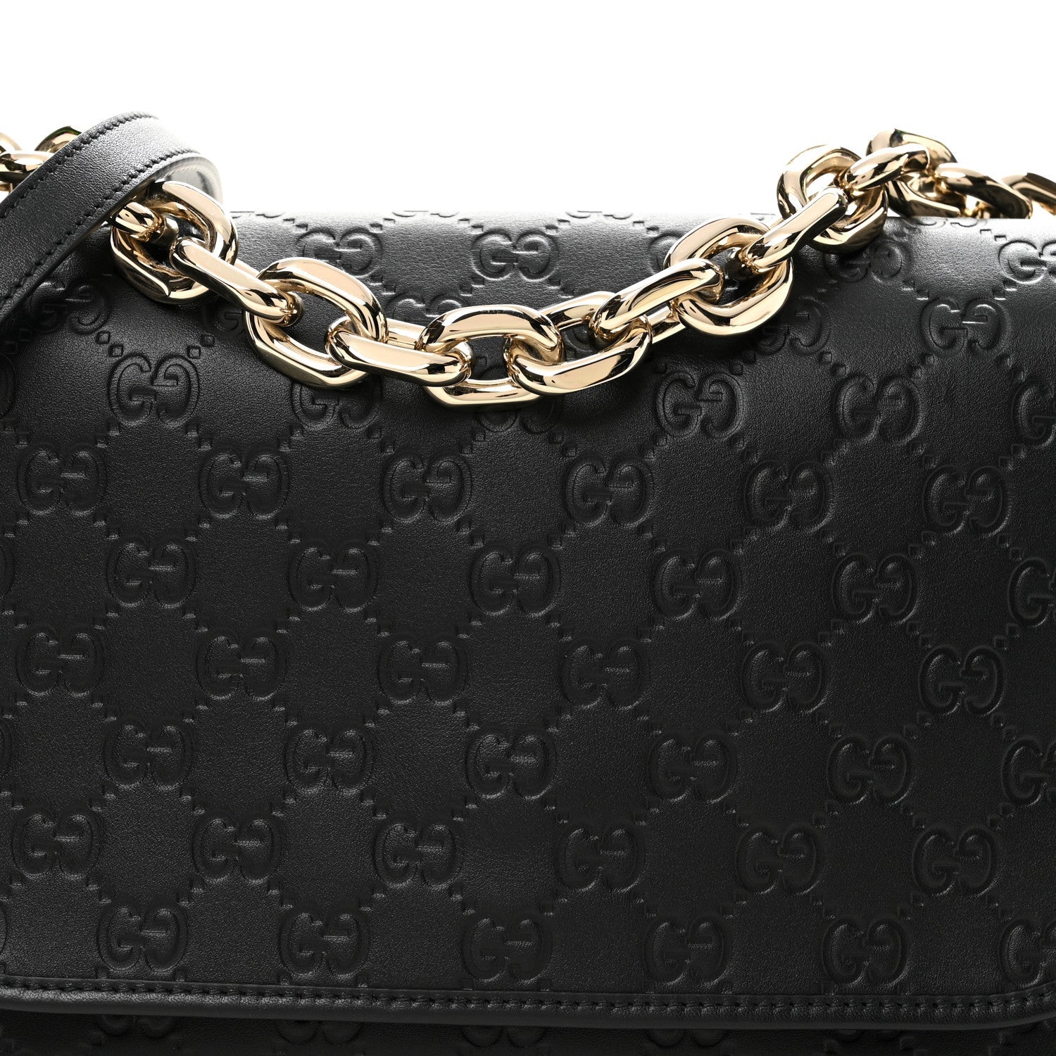 GG Calfskin Embossed Emblem Medium Arabella Bag Black Black