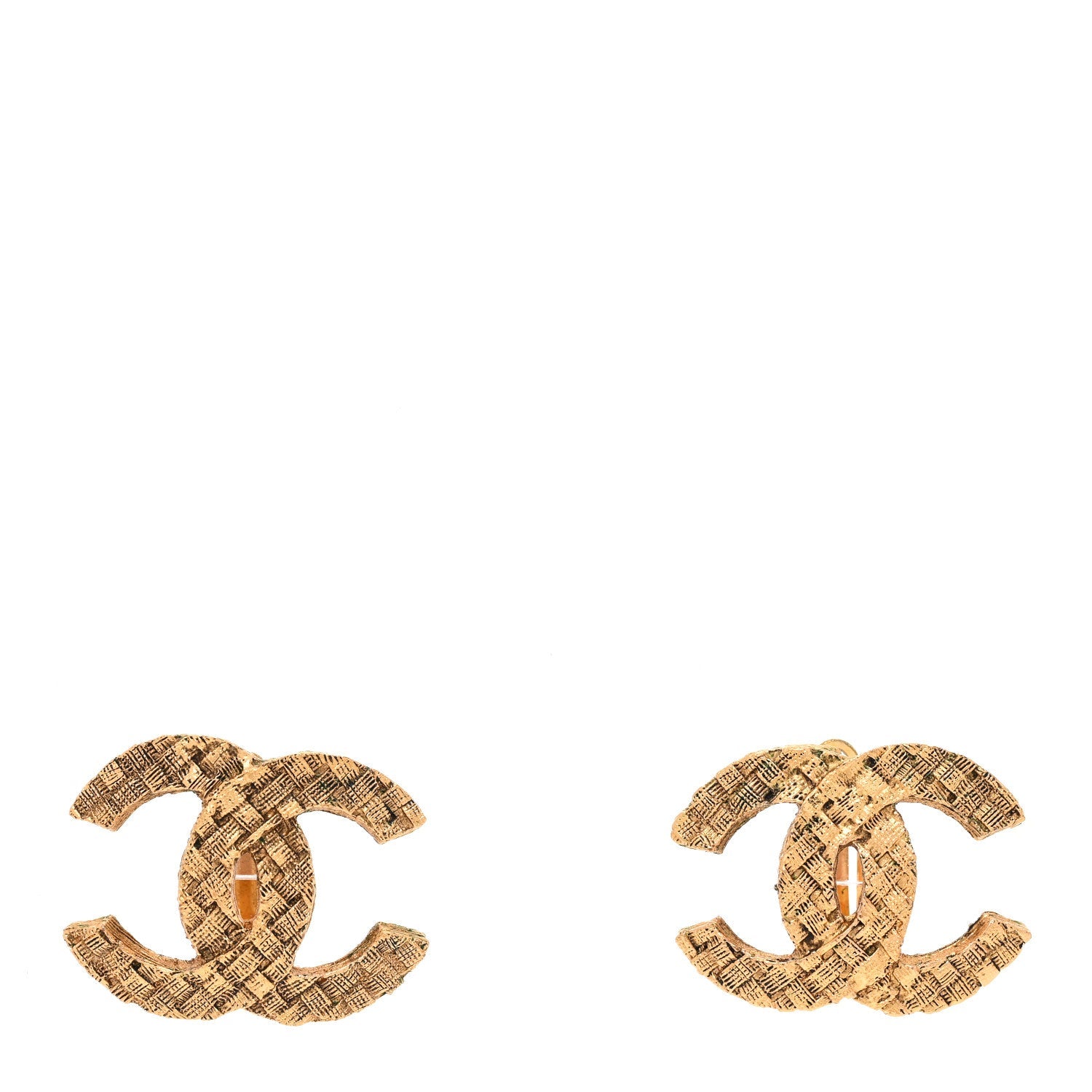 CC Woven Clip On Earrings Gold