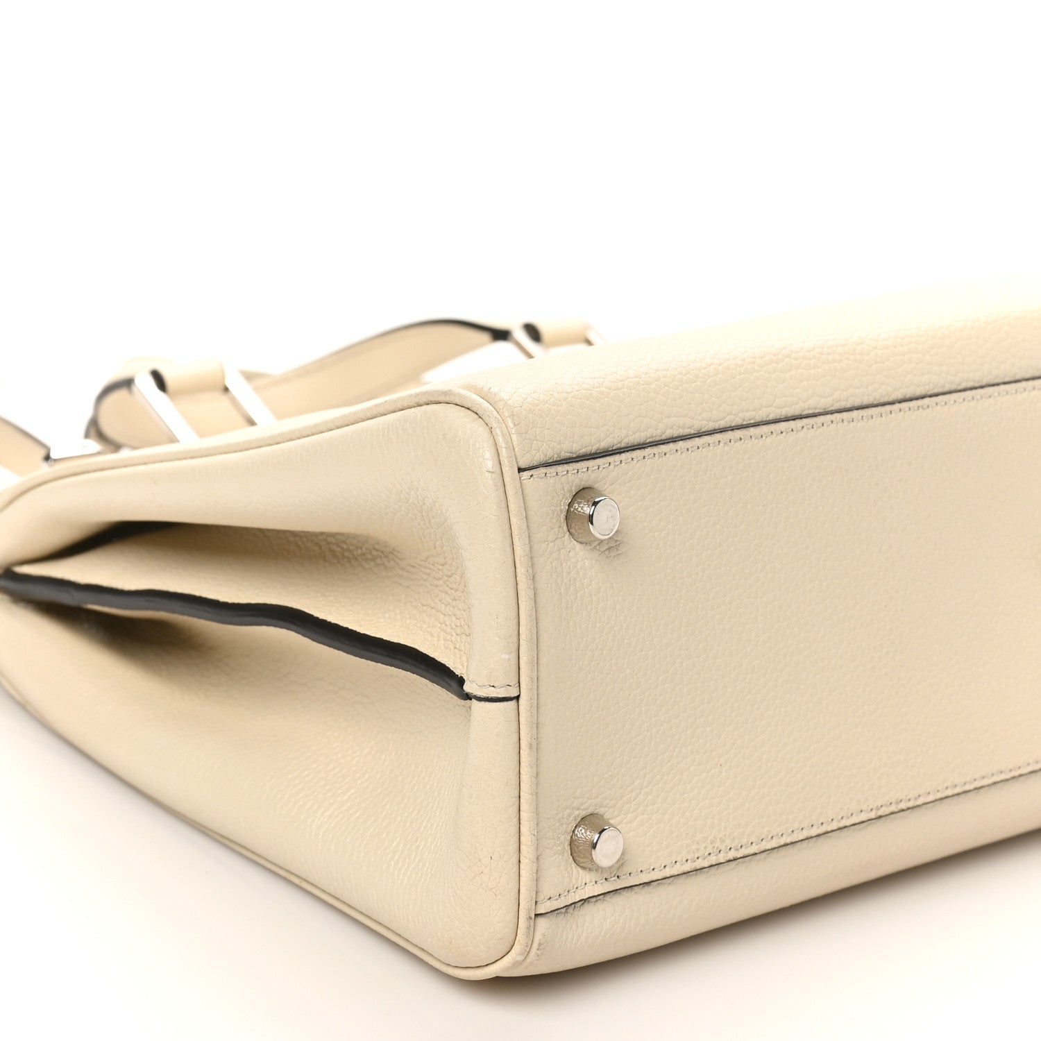 Grainy Calfskin Medium Zumi Top Handle Bag Mystic White