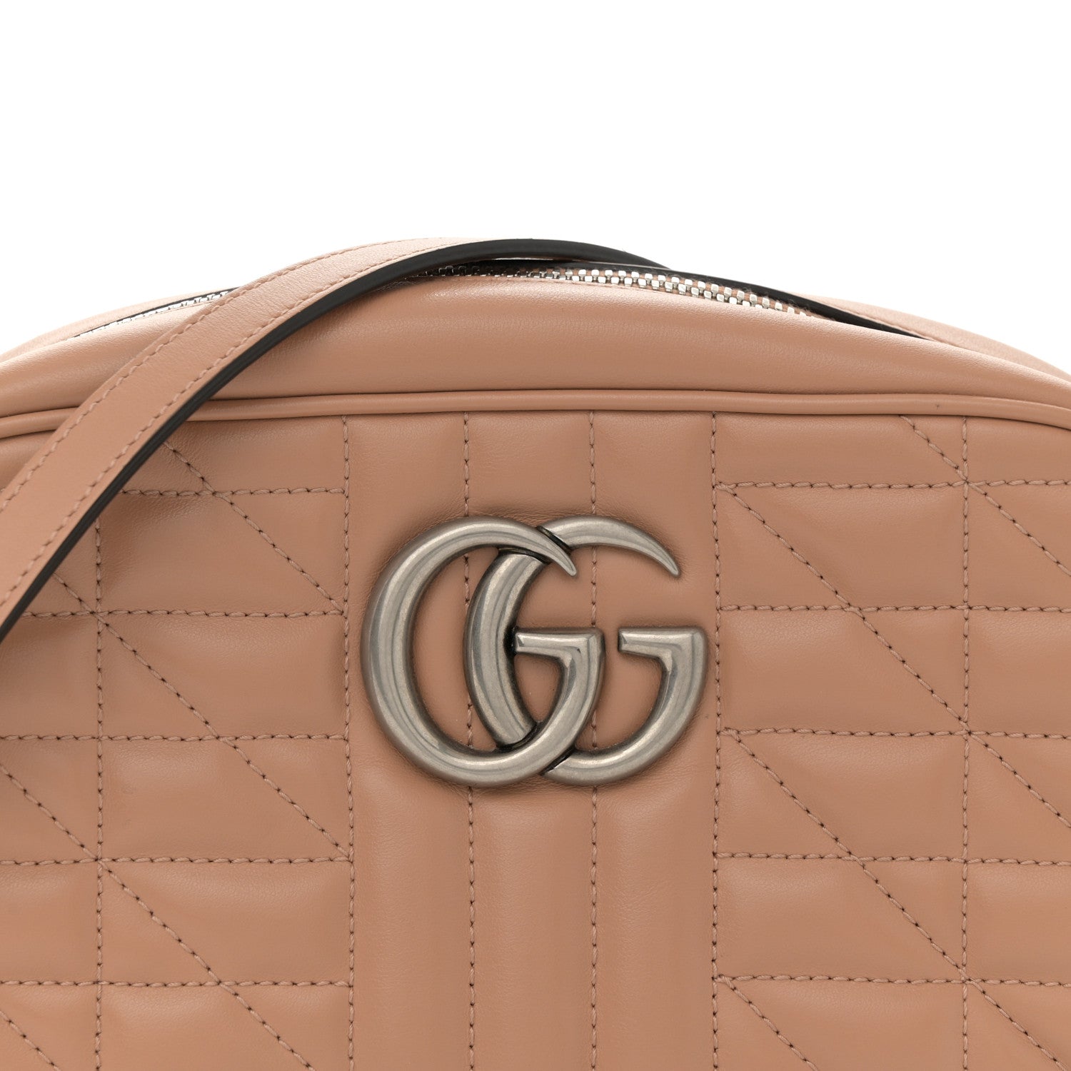 Calfskin Matelasse Aria Small GG Marmont Chain Shoulder Bag Camelia