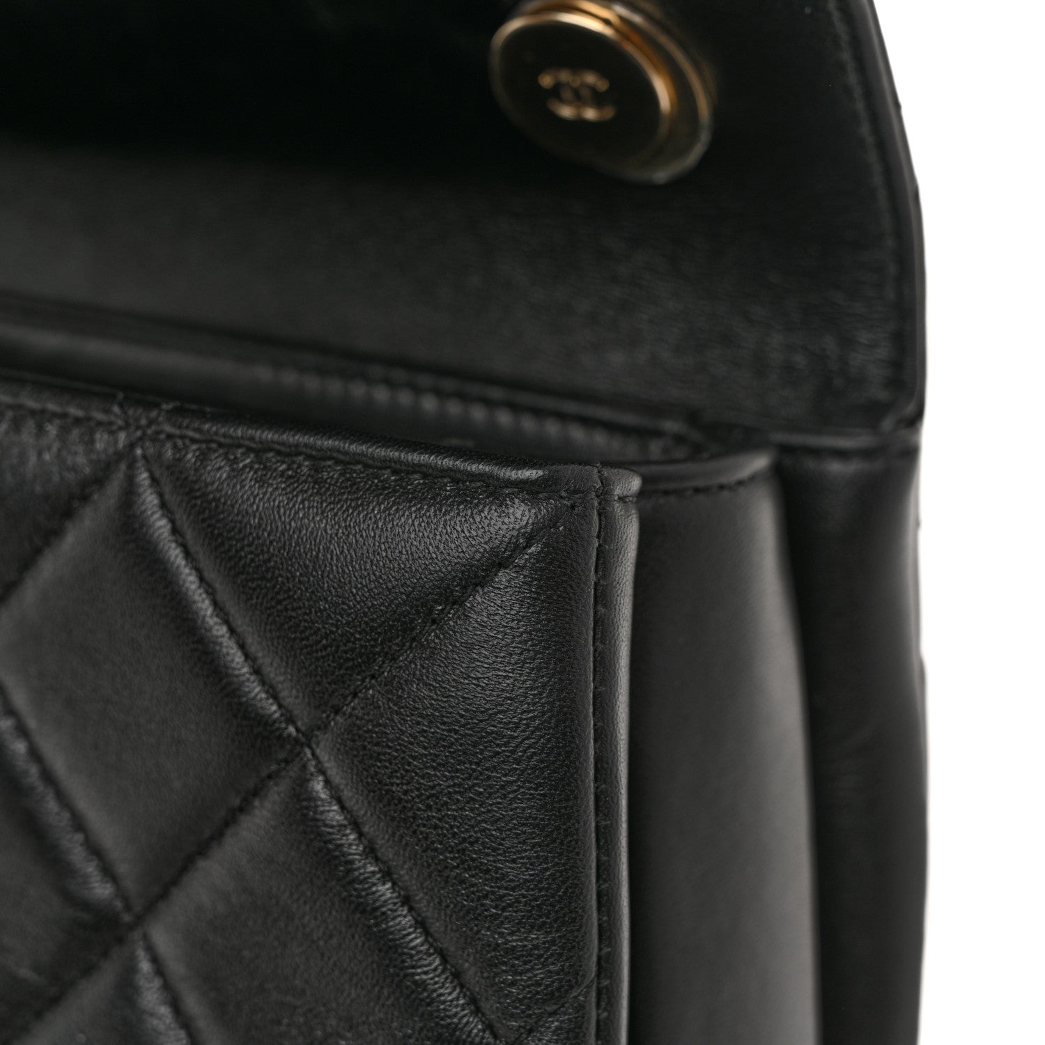 Lambskin Quilted Small Trendy CC Dual Handle Flap Bag Black