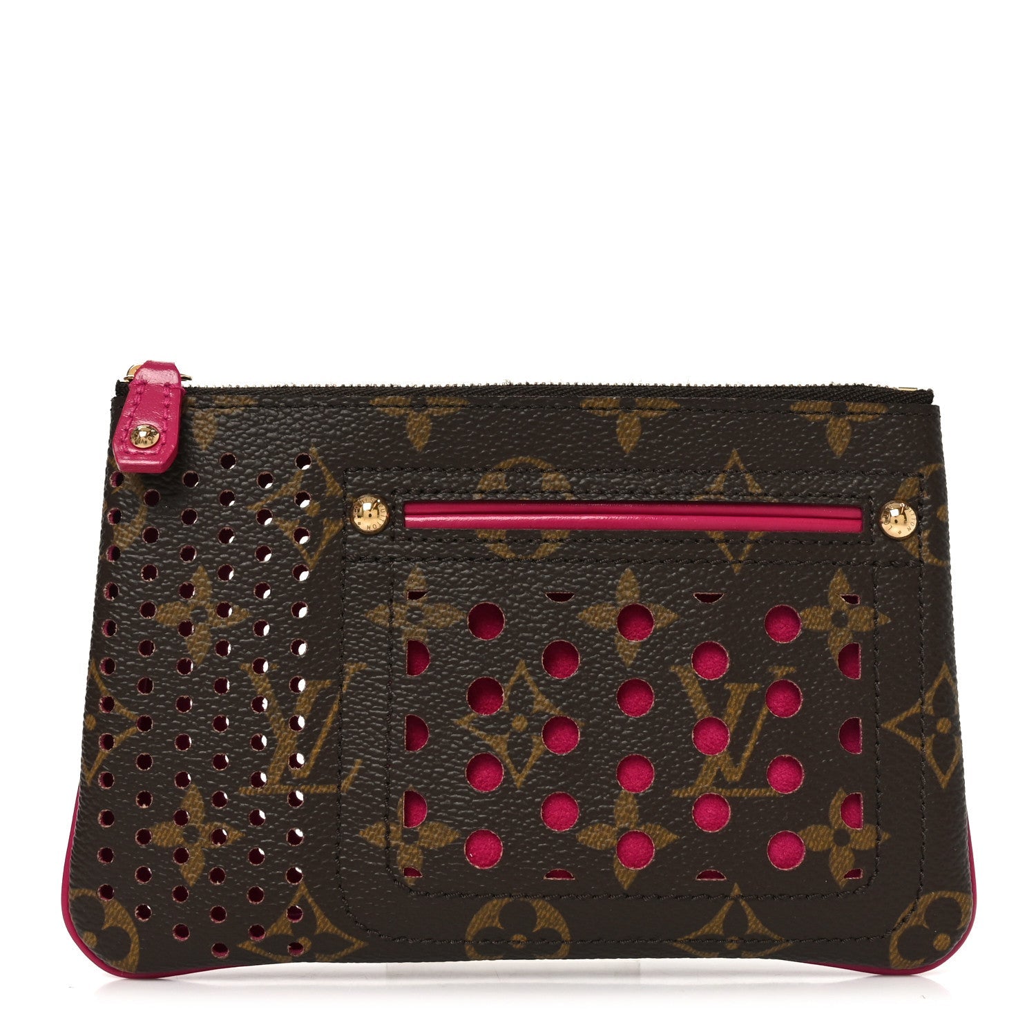 Monogram Perforated Pochette Plat Fuchsia